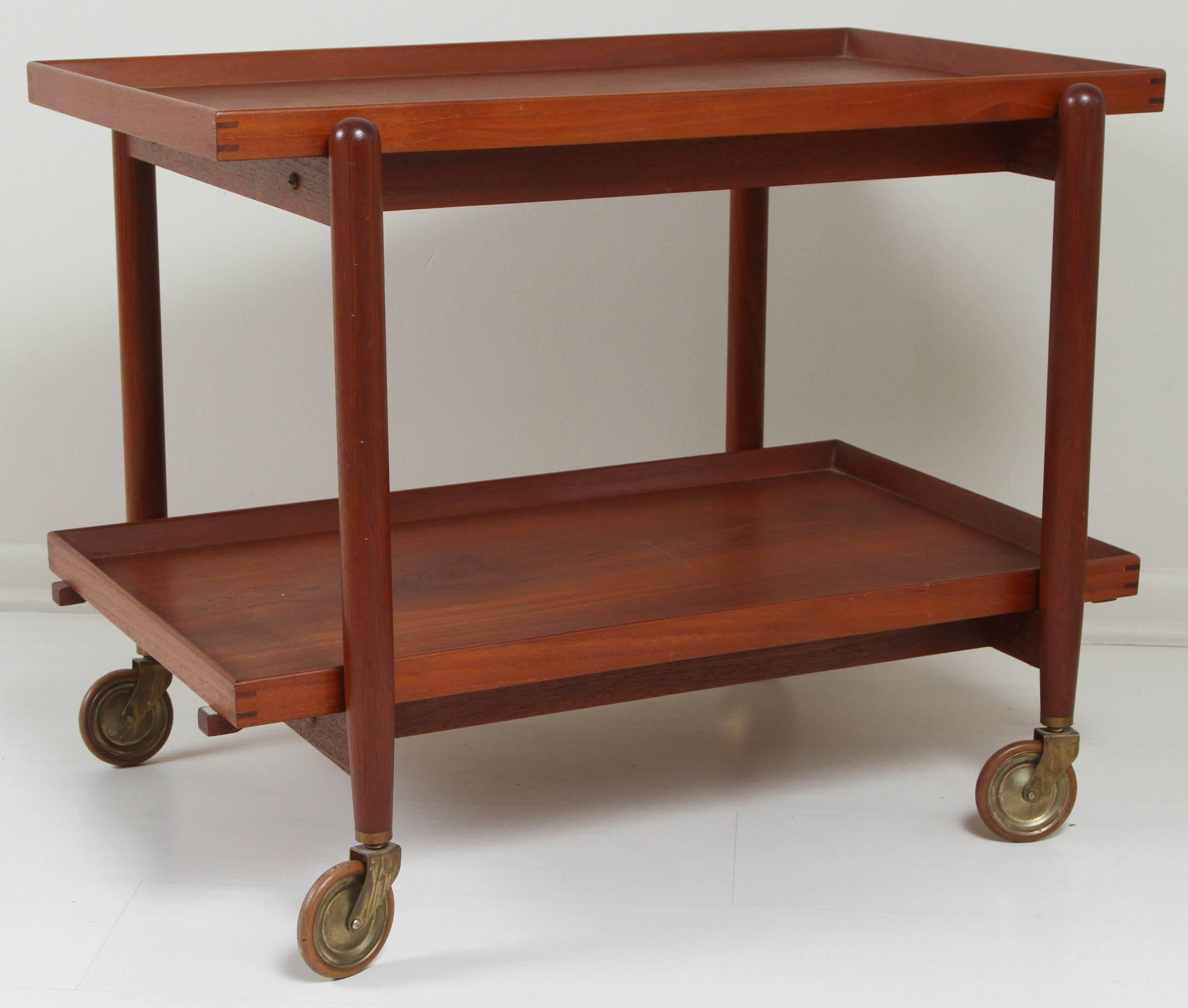 Danish Teak Wood Tea Cart For Sale 1