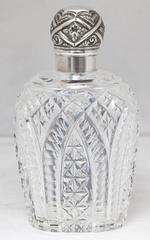 Sterling Silver-Mounted Cut Crystal Perfume Flask