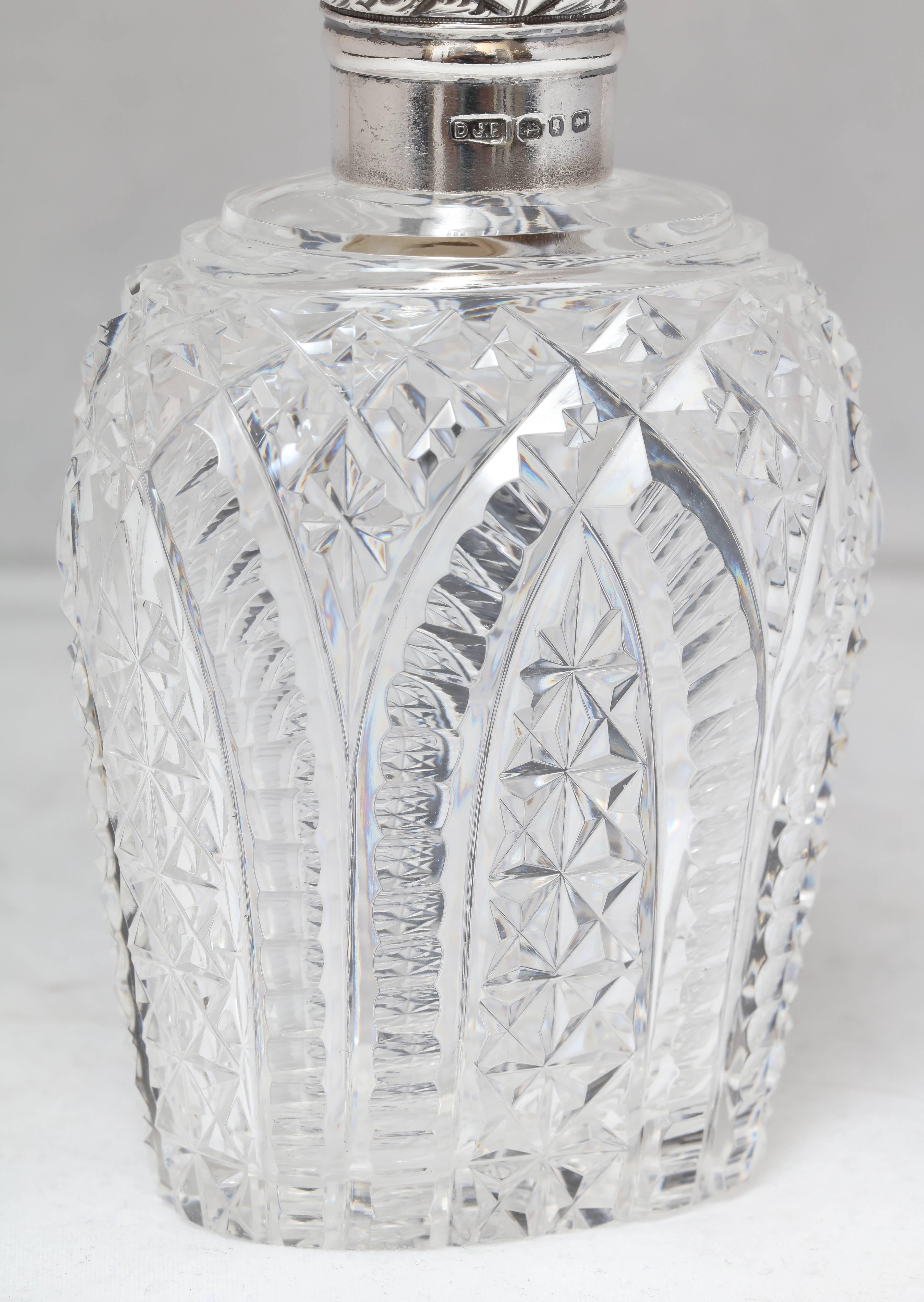 Sterling Silver-Mounted Cut Crystal Perfume Flask 1