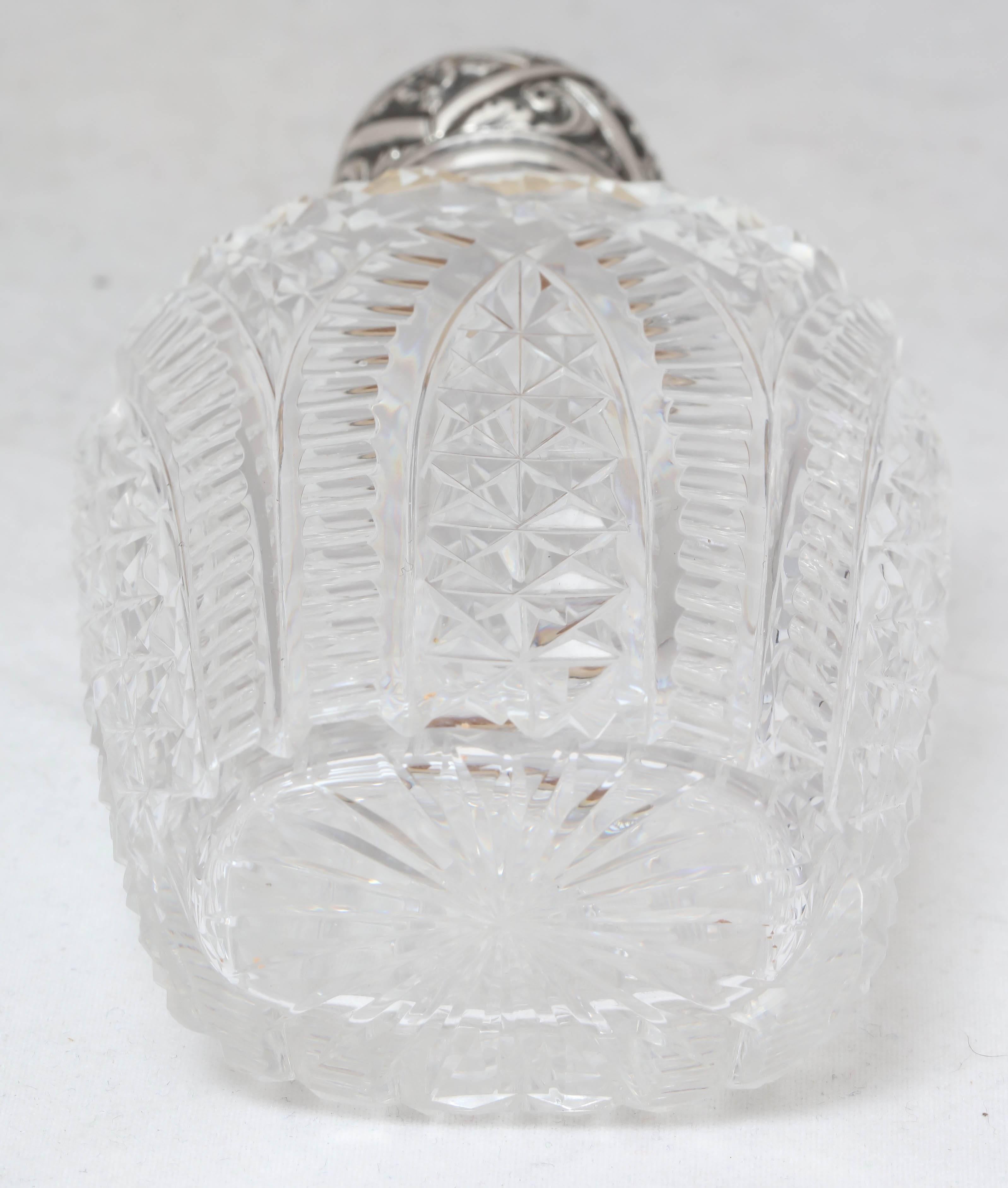 Sterling Silver-Mounted Cut Crystal Perfume Flask 4