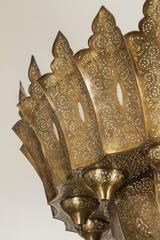 Monumental Moroccan Brass Filigree Chandelier