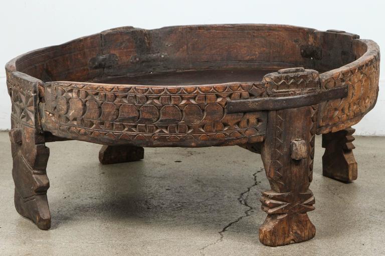 Moroccan Round Wooden Tribal Table At 1stdibs Iron Moroccan Round Wooden Tribal Table For