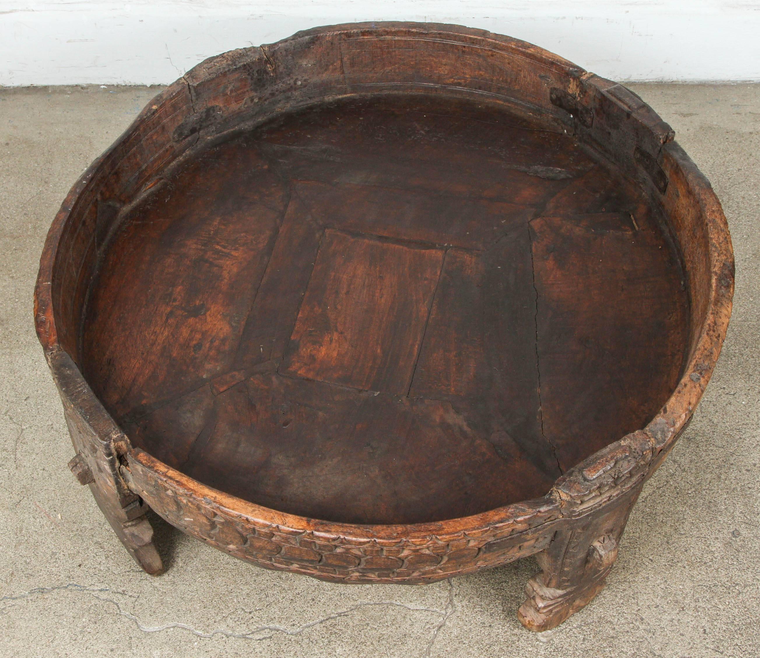 20th Century Moroccan Round Wooden Tribal Table