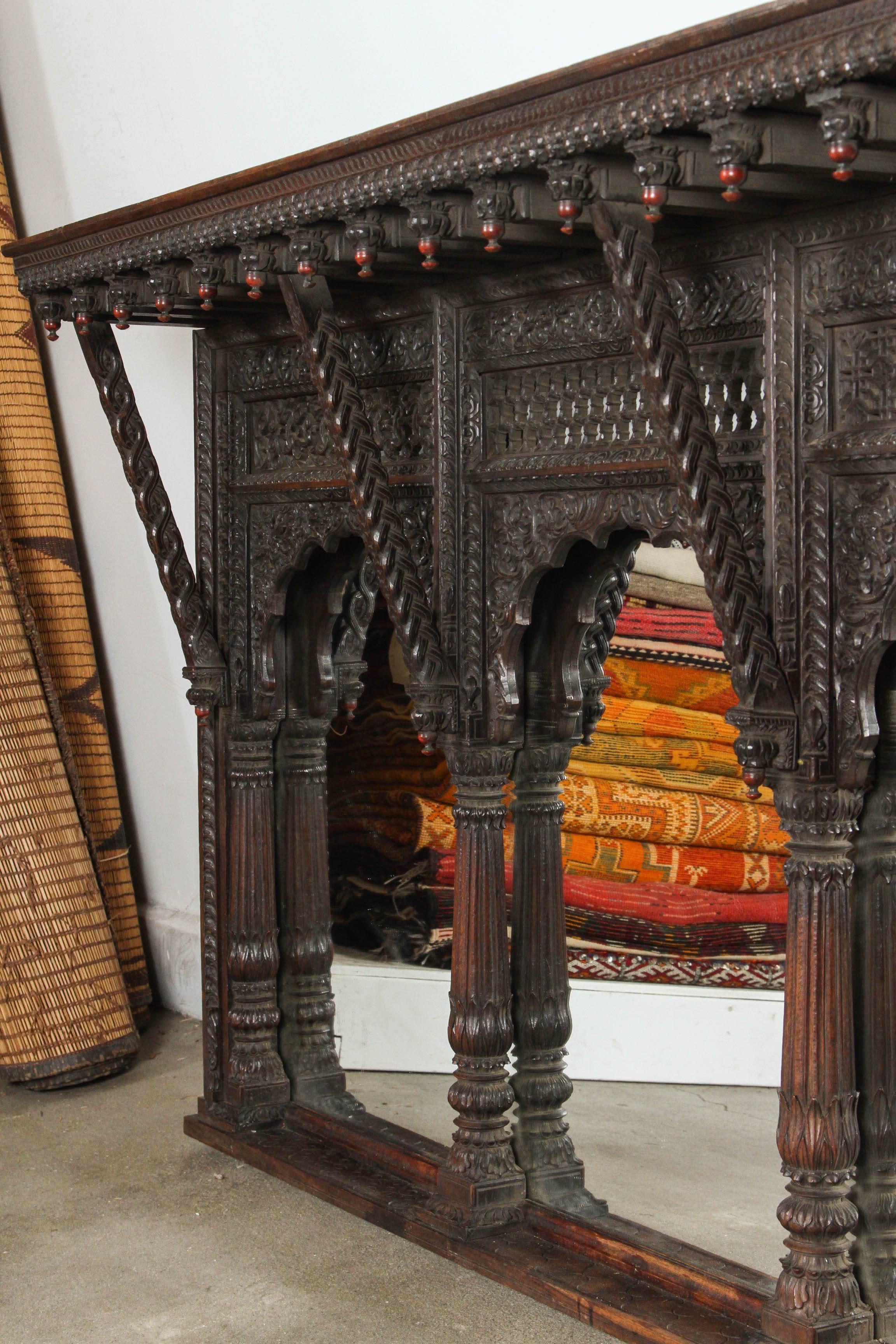 19th Century Carved Rosewood Anglo-Indian Temple Mirror 2