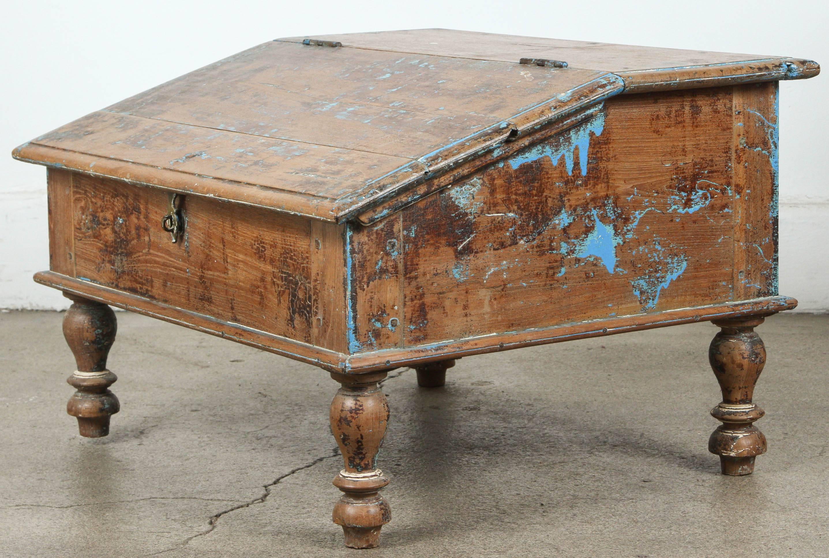 Indian South India Low Writing Desk Storage Trunk