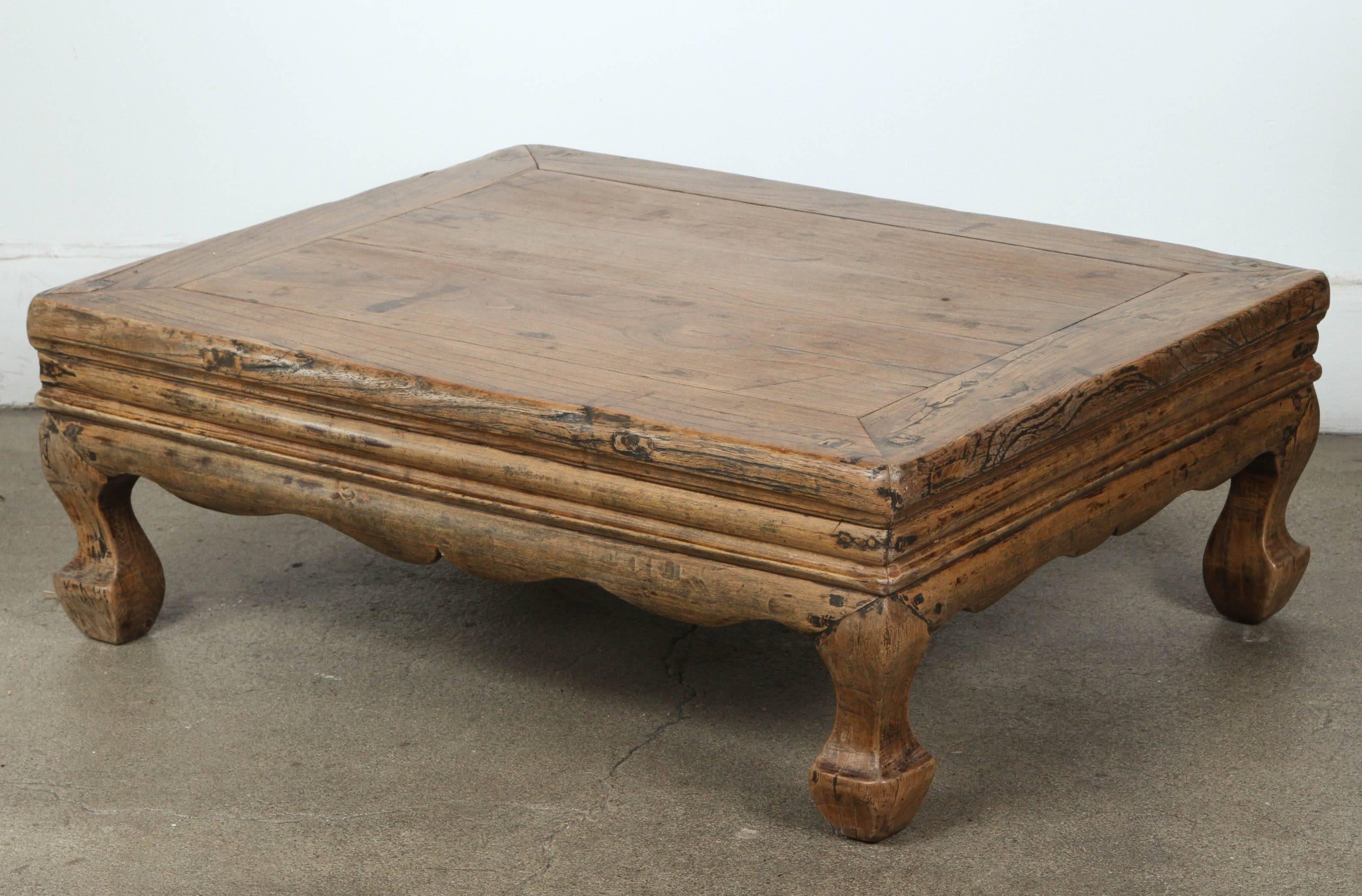 Hand-Crafted 19th Century Chinese Elmwood Low Coffee Table