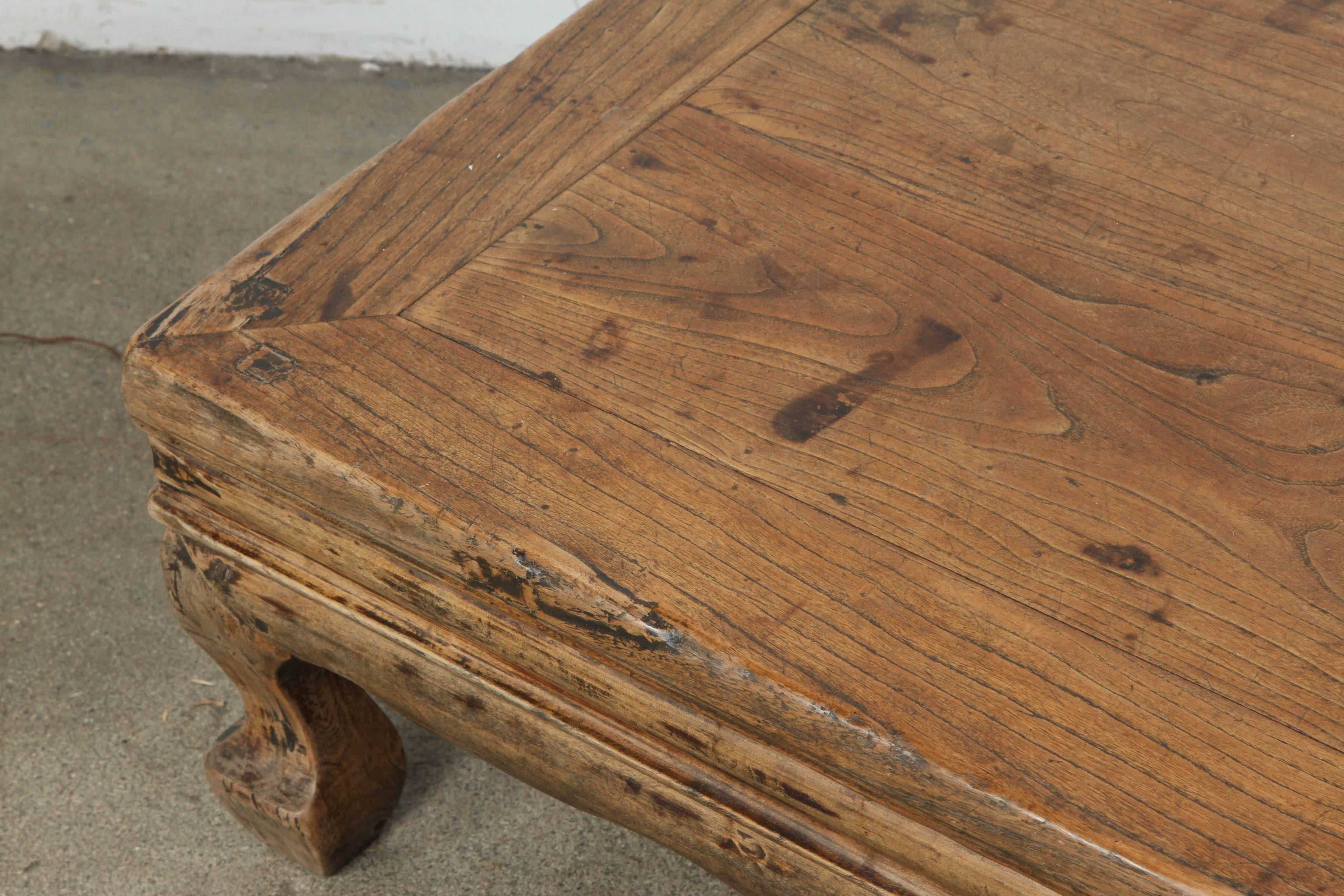 Wood 19th Century Chinese Elmwood Low Coffee Table