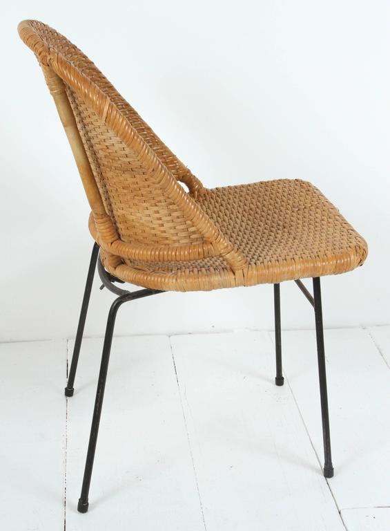Set of Six Vintage Rattan and Iron Dining Chairs at 1stDibs
