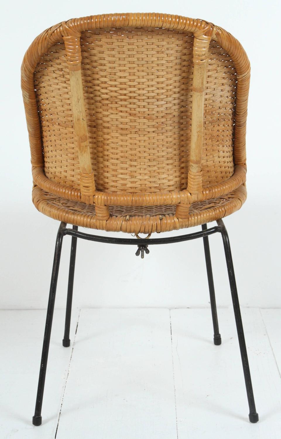 Set of Six Vintage Rattan and Iron Dining Chairs at 1stdibs