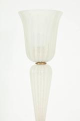 White Pulegoso Murano Glass and Brass Floor Lamp