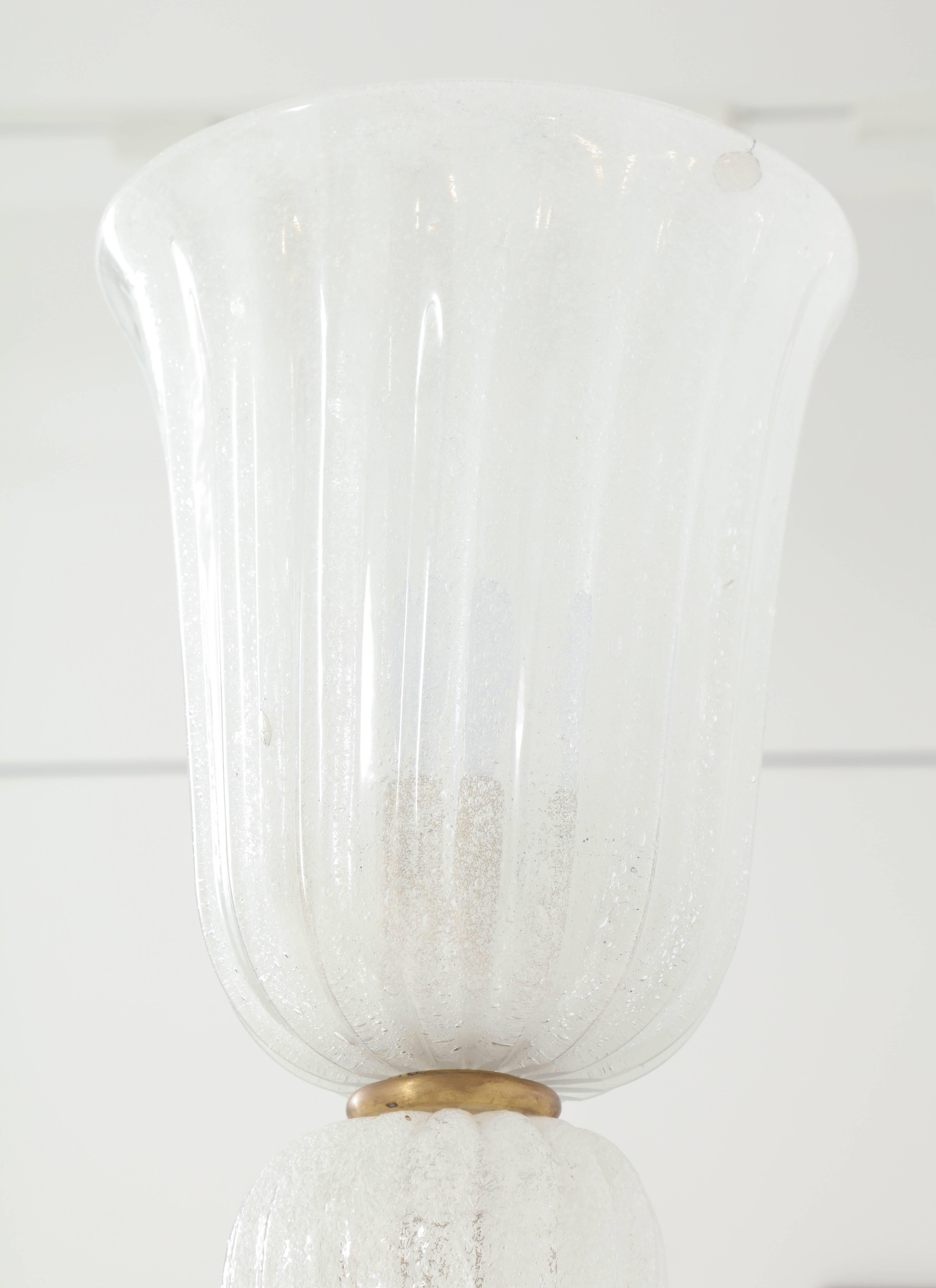 White Pulegoso Murano Glass and Brass Floor Lamp 1