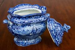 Washington Standing at His Tomb Staffordshire Sugar Bowl and Cover, 19th Century