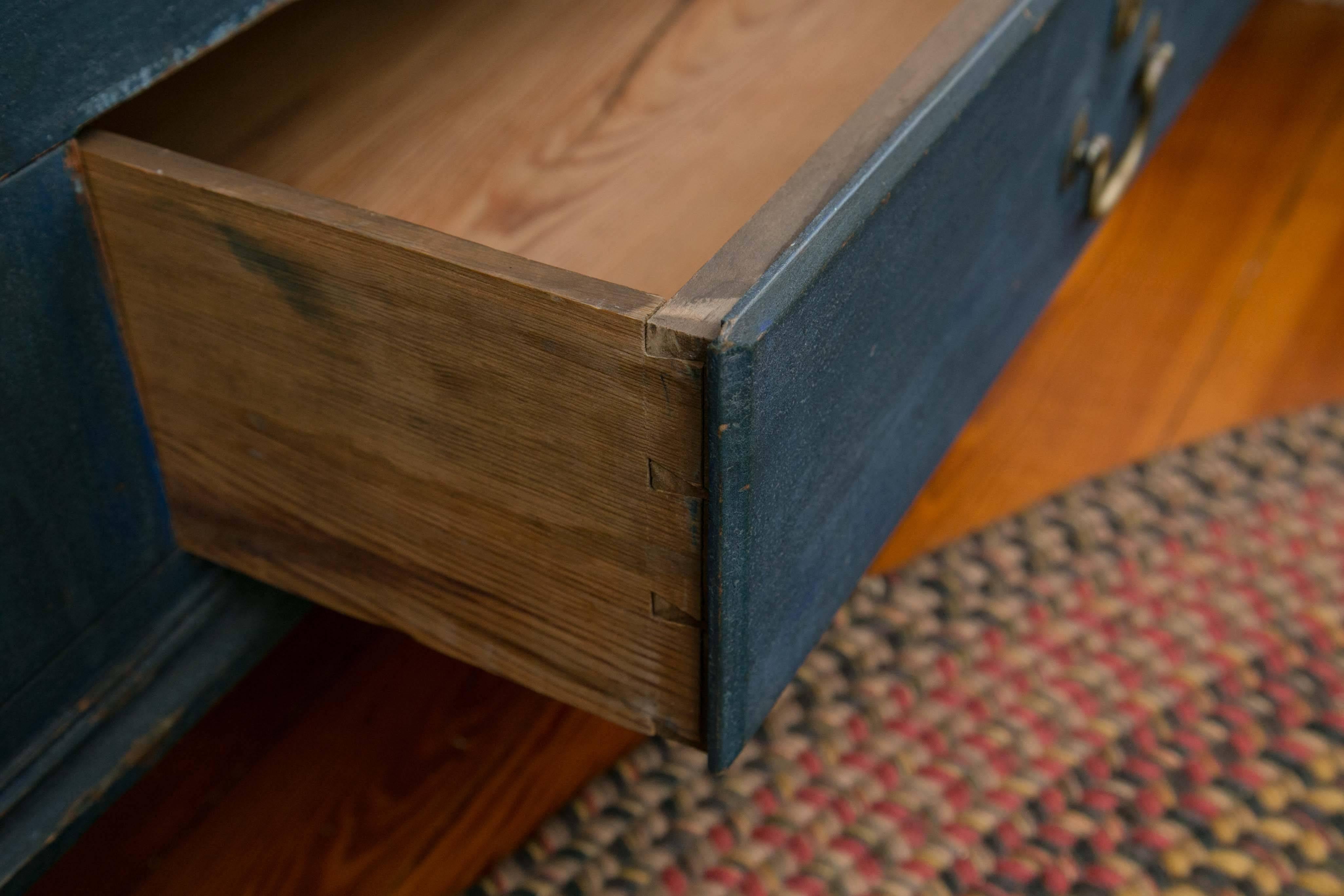 Late 18th Century 18th Century Blue Painted Chippendale Blanket Chest