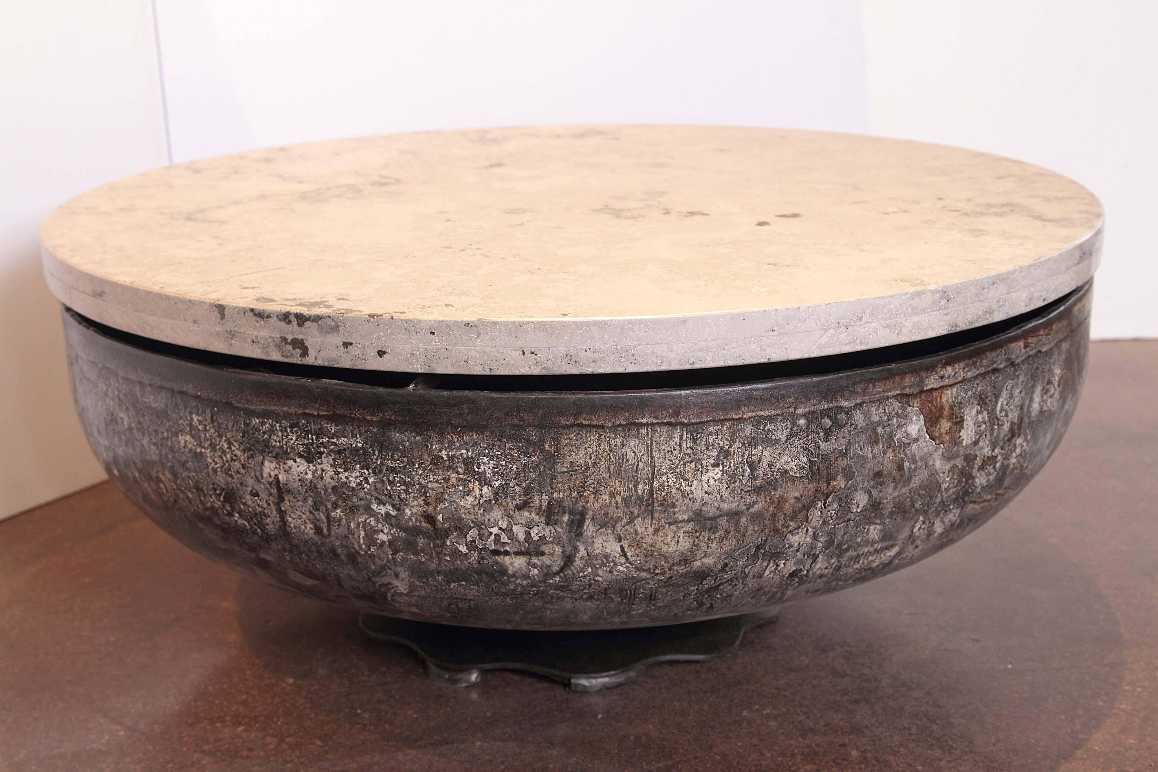 Medieval Transitional Round Low Coffee Table