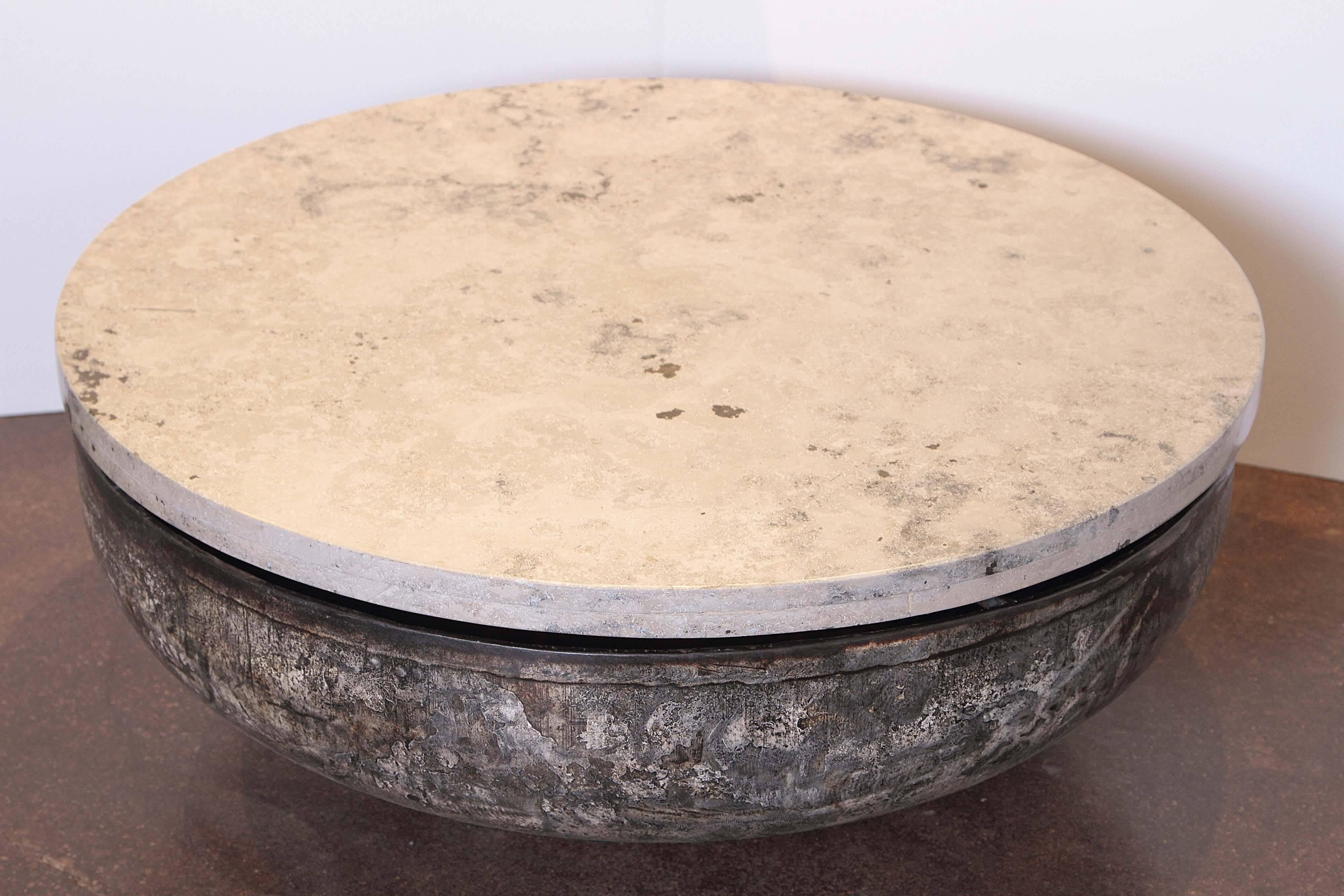 American Transitional Round Low Coffee Table