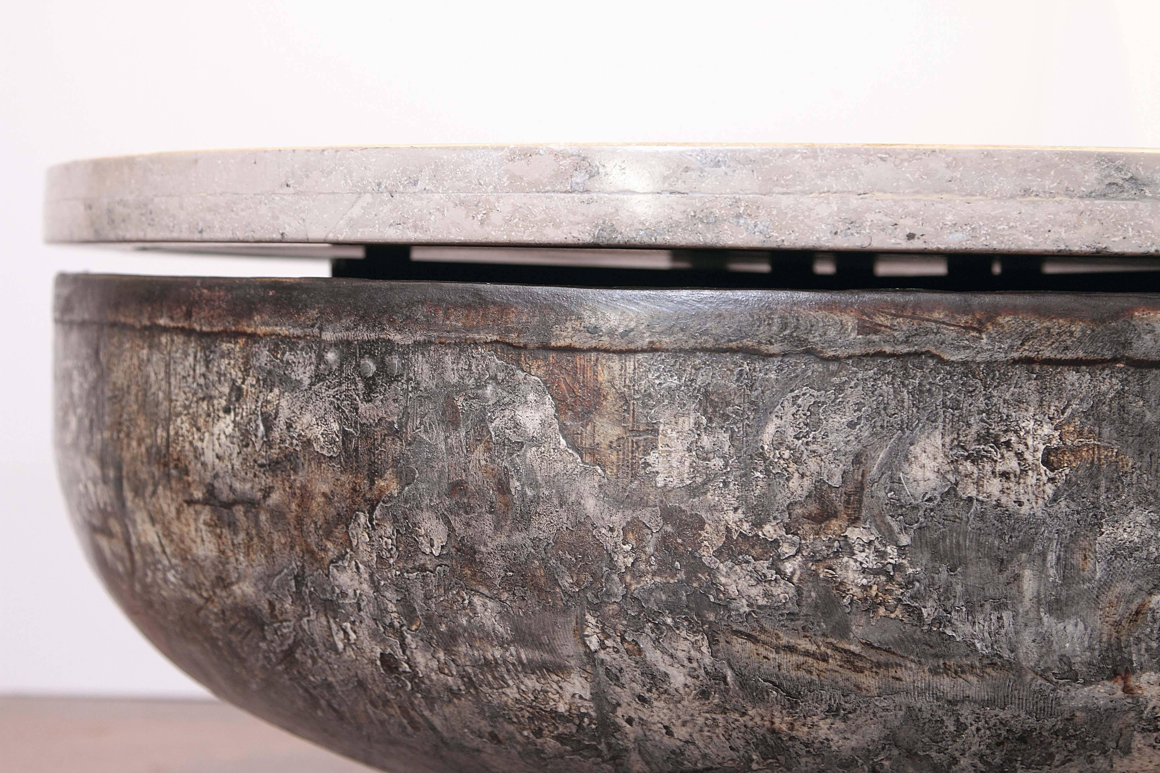 Iron Transitional Round Low Coffee Table