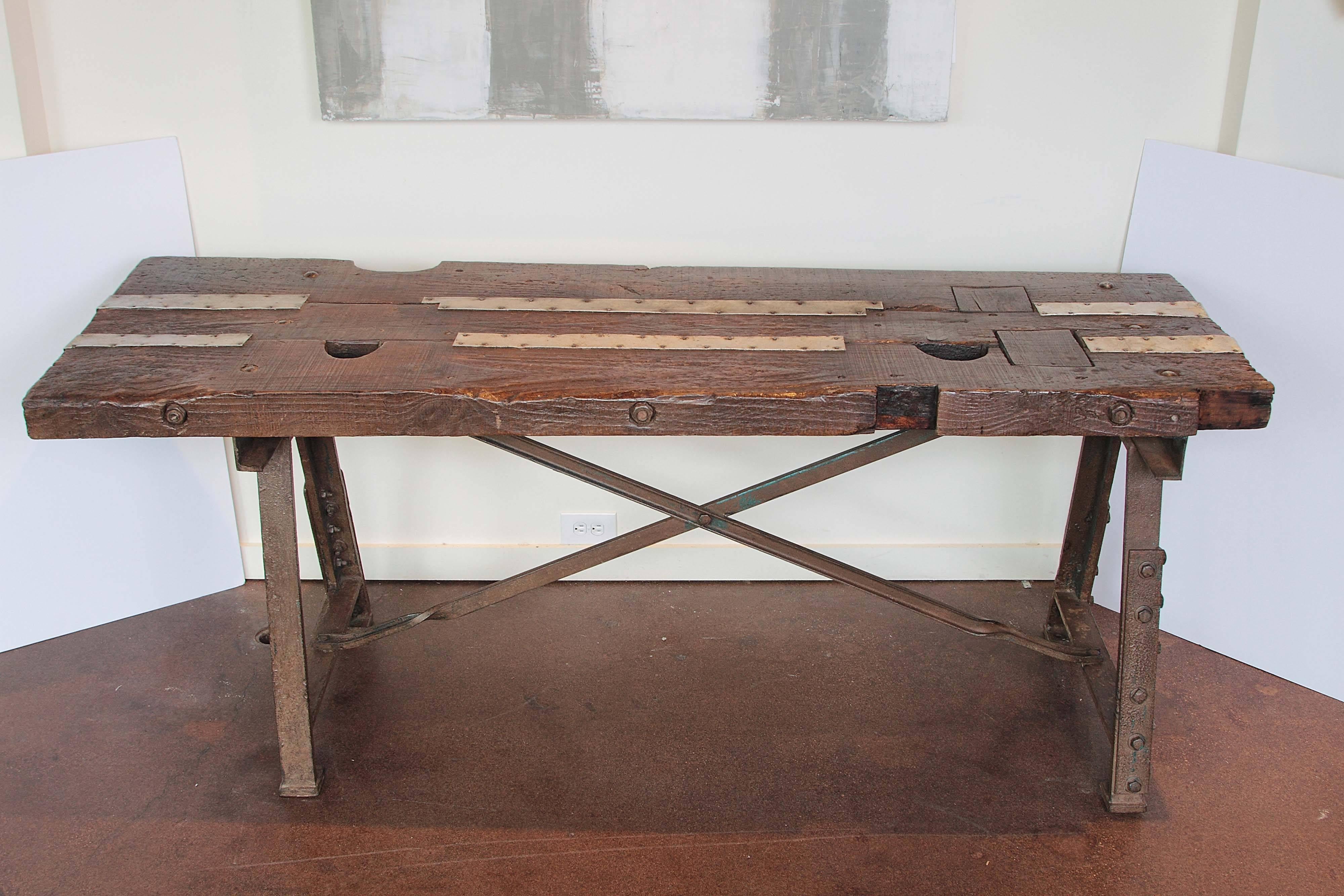Early 20th Century Masculine Industrial Console Table, circa 1920 