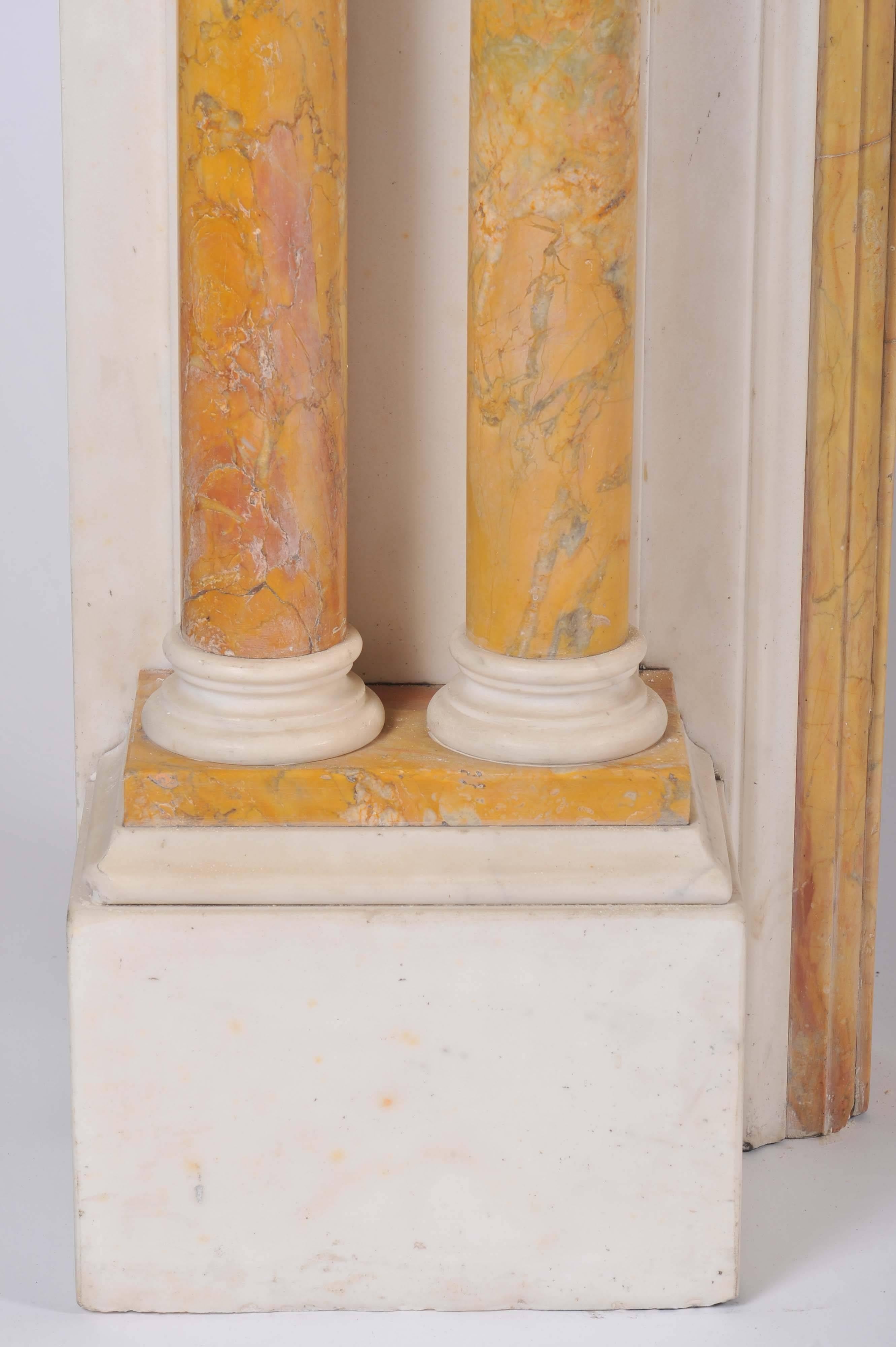 Grand Antique English 19th Century Statuary and Sienna Marble Fireplace Surround For Sale 2