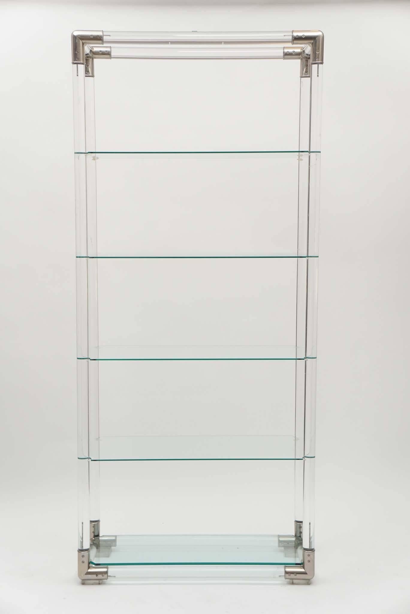 Mid-Century Modern Lucite and Chrome Etagere or Bookcase