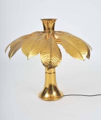 1970s Brass Leaf Table Lamp, Italy. Mid 20th century.
