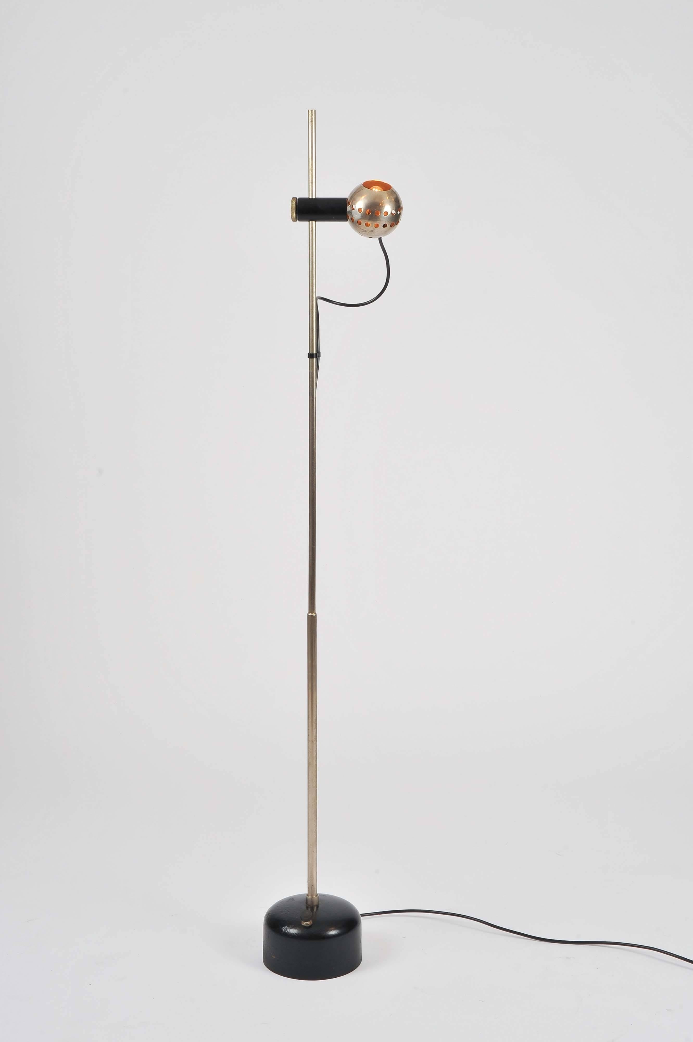Minimalist floor lamp with magnetic shade by Angelo Lelli

With rare design shade. Very heavy stabilizing base.