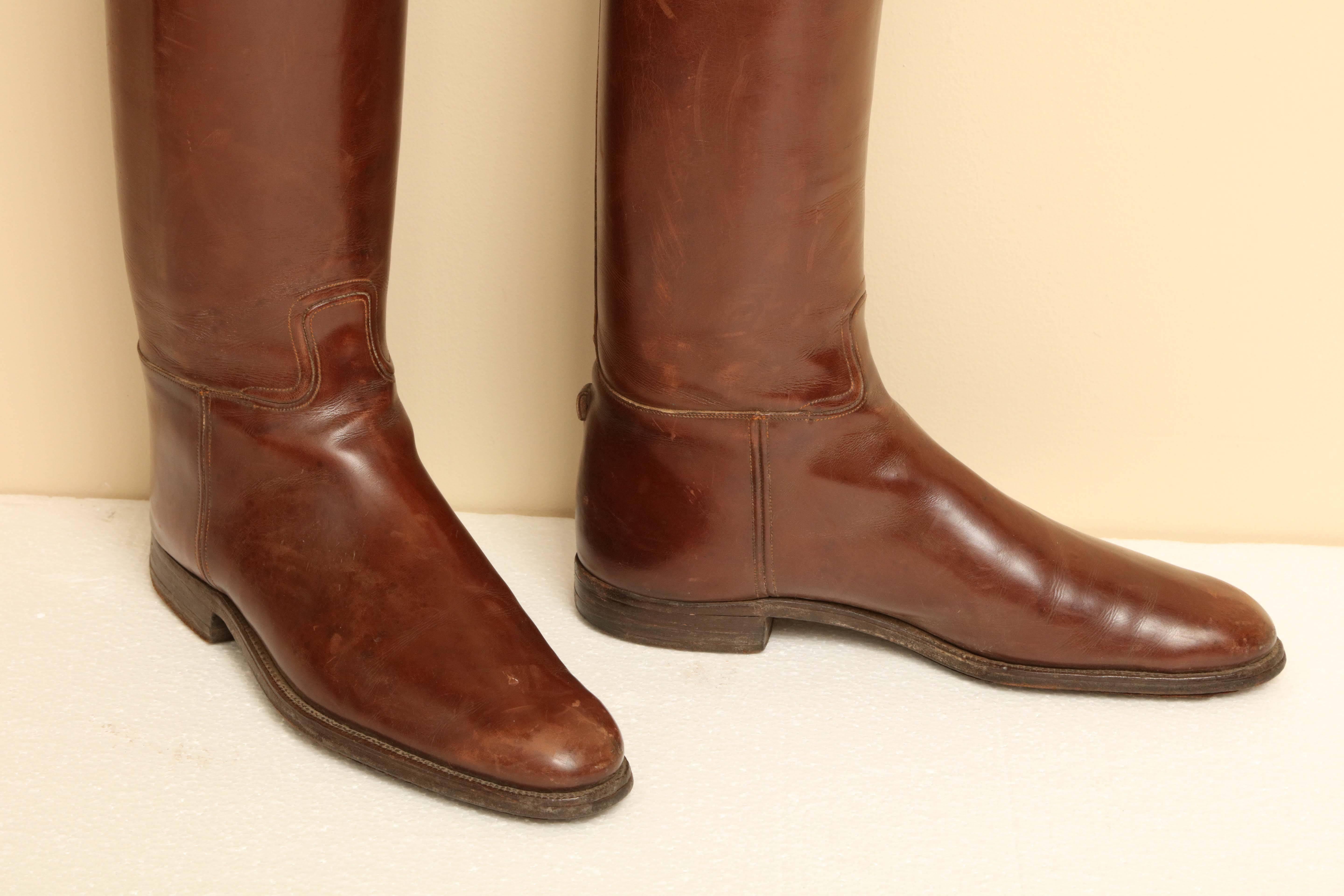 20th Century Pair of English Riding Boots with Custom Boot Trees