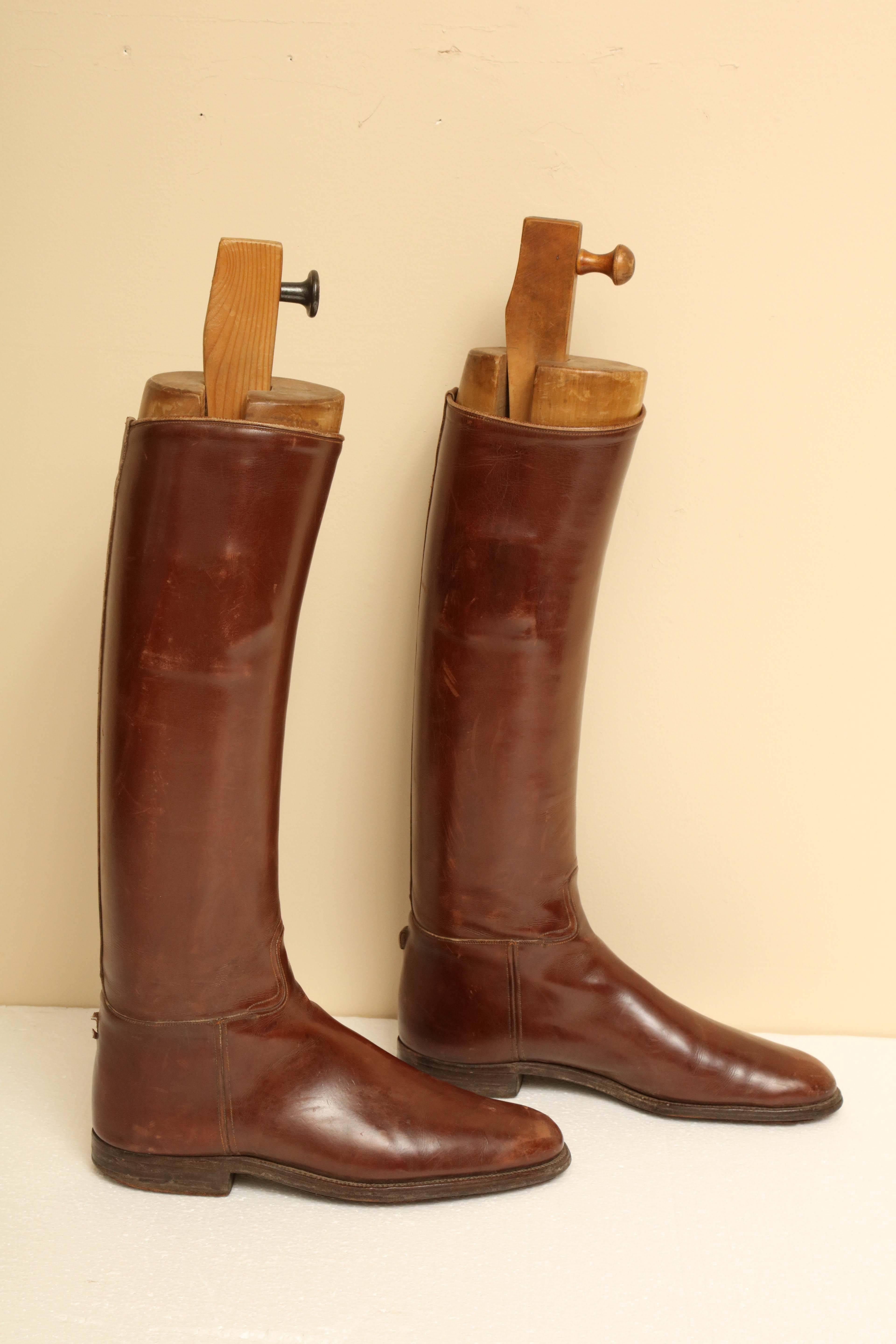 Leather Pair of English Riding Boots with Custom Boot Trees