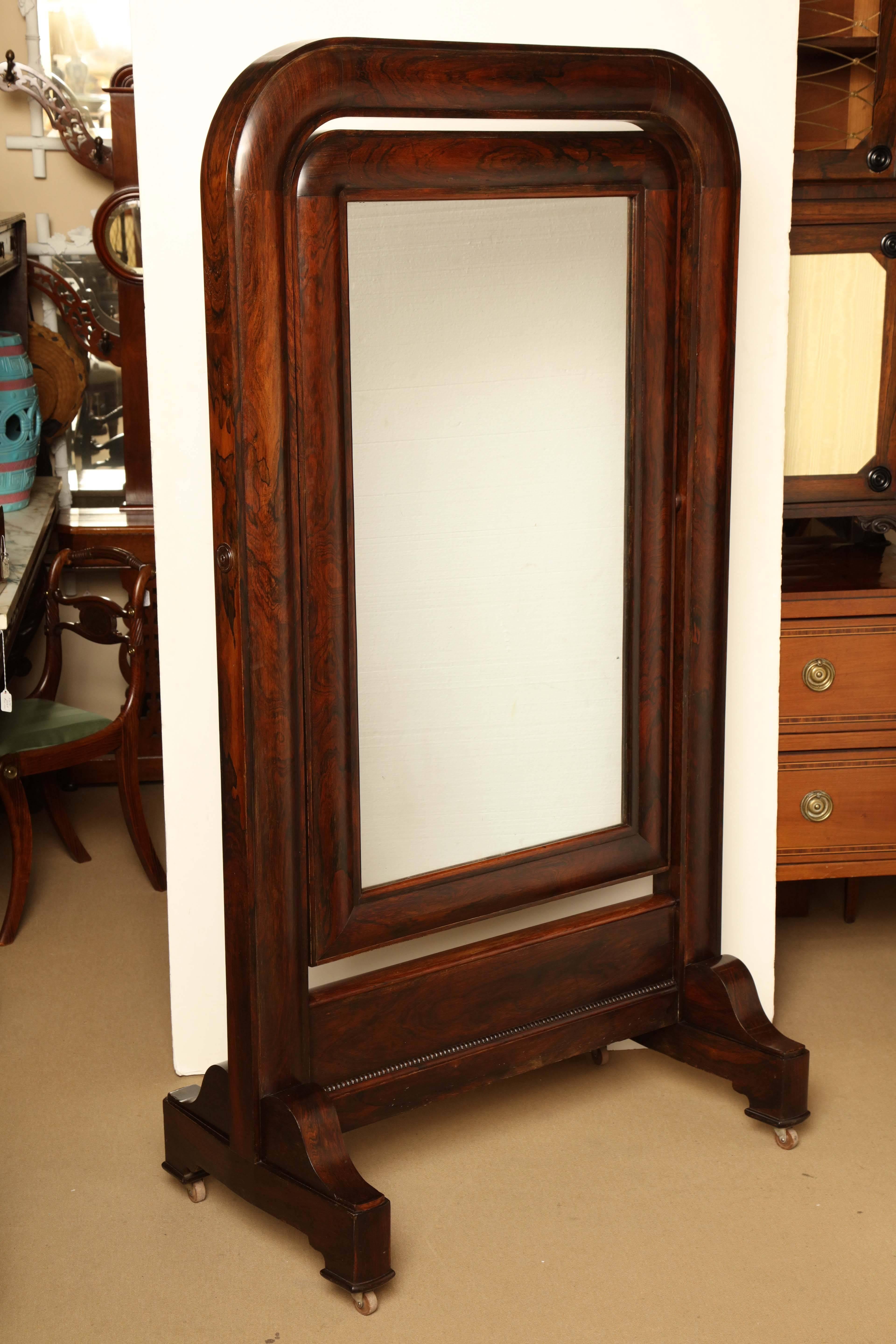 Early 19th century English, William IV cheval mirror.