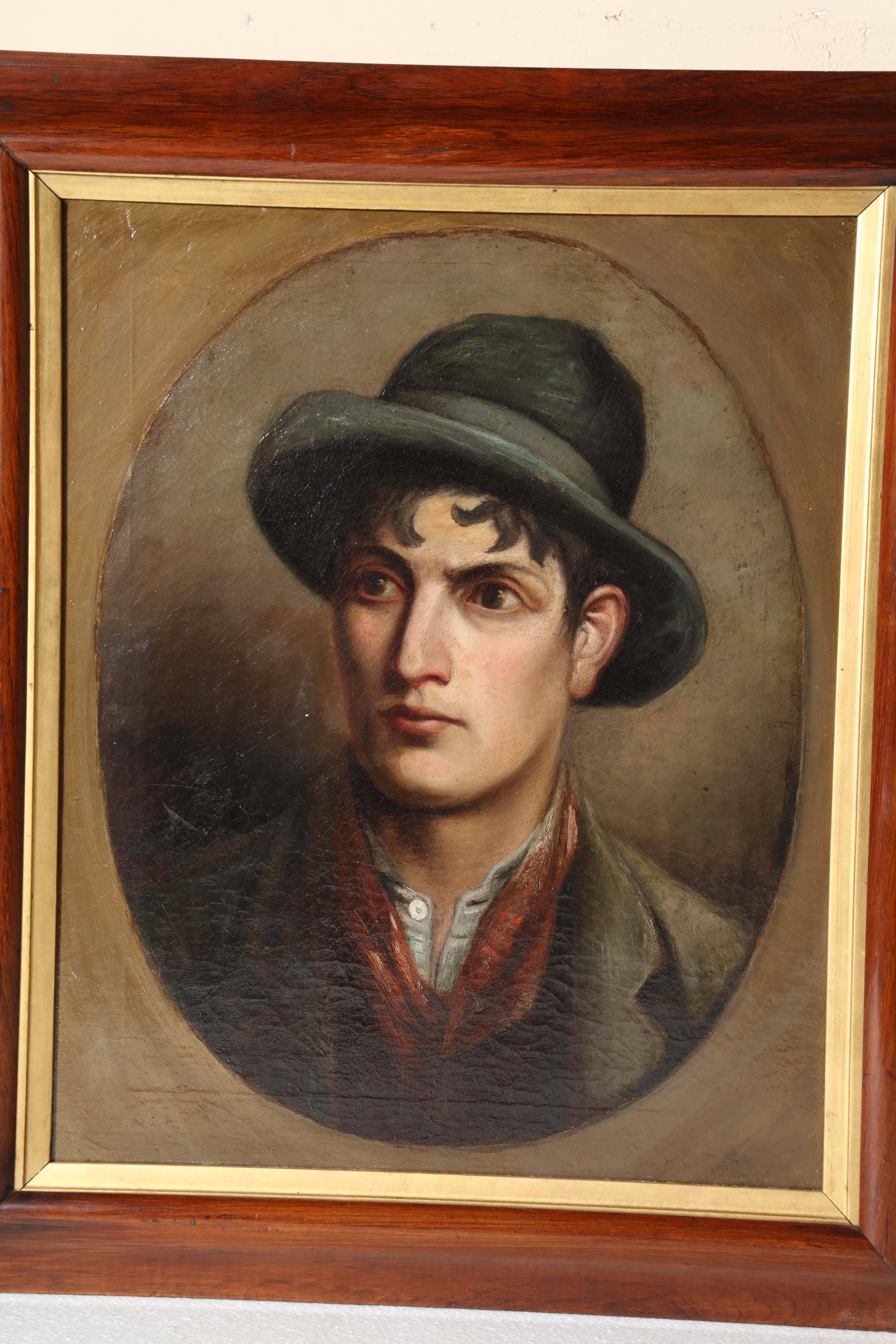 19th century Irish, oil on canvas of a young man.