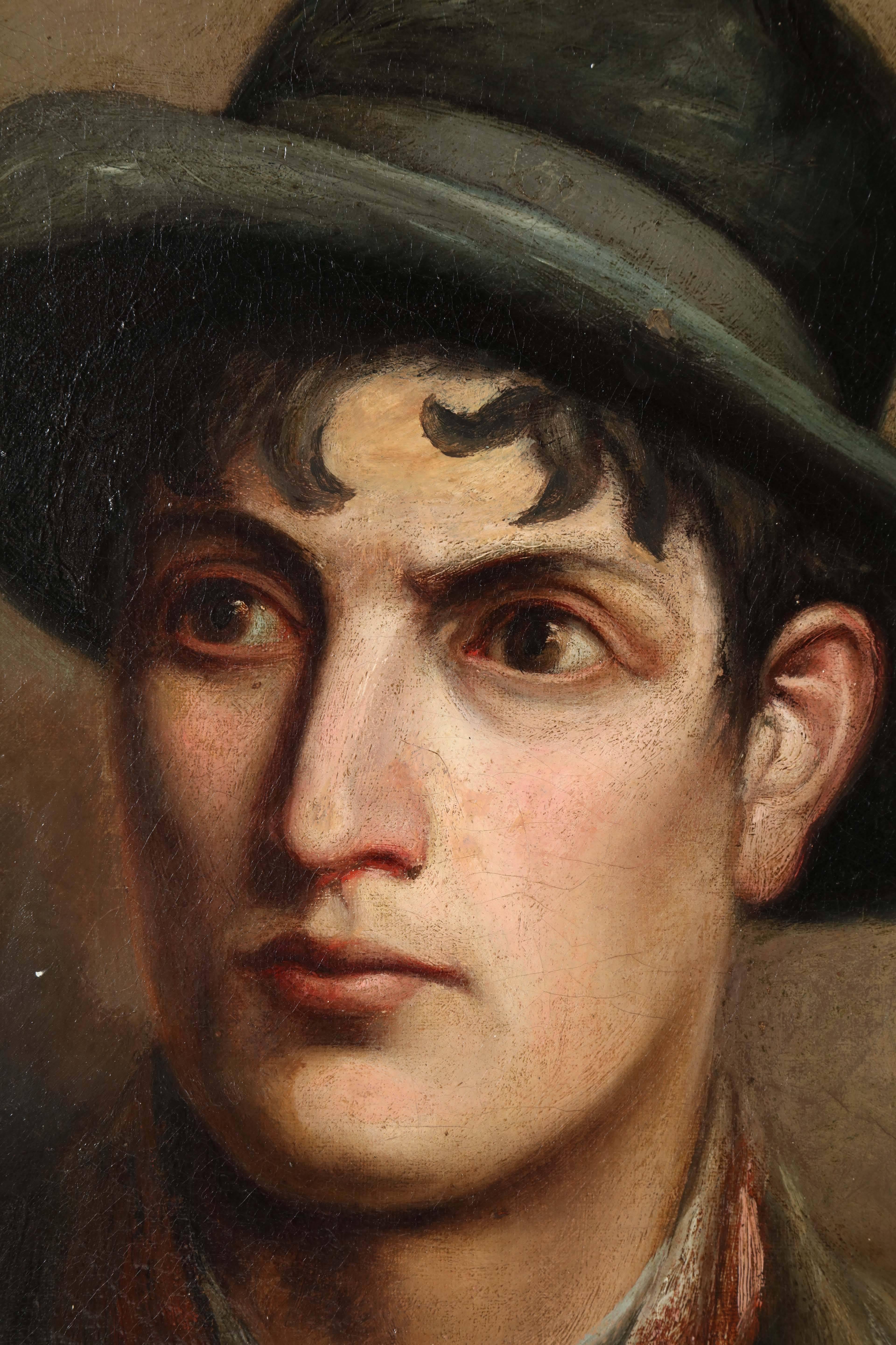 19th Century Irish, Oil on Canvas of a Young Man 1