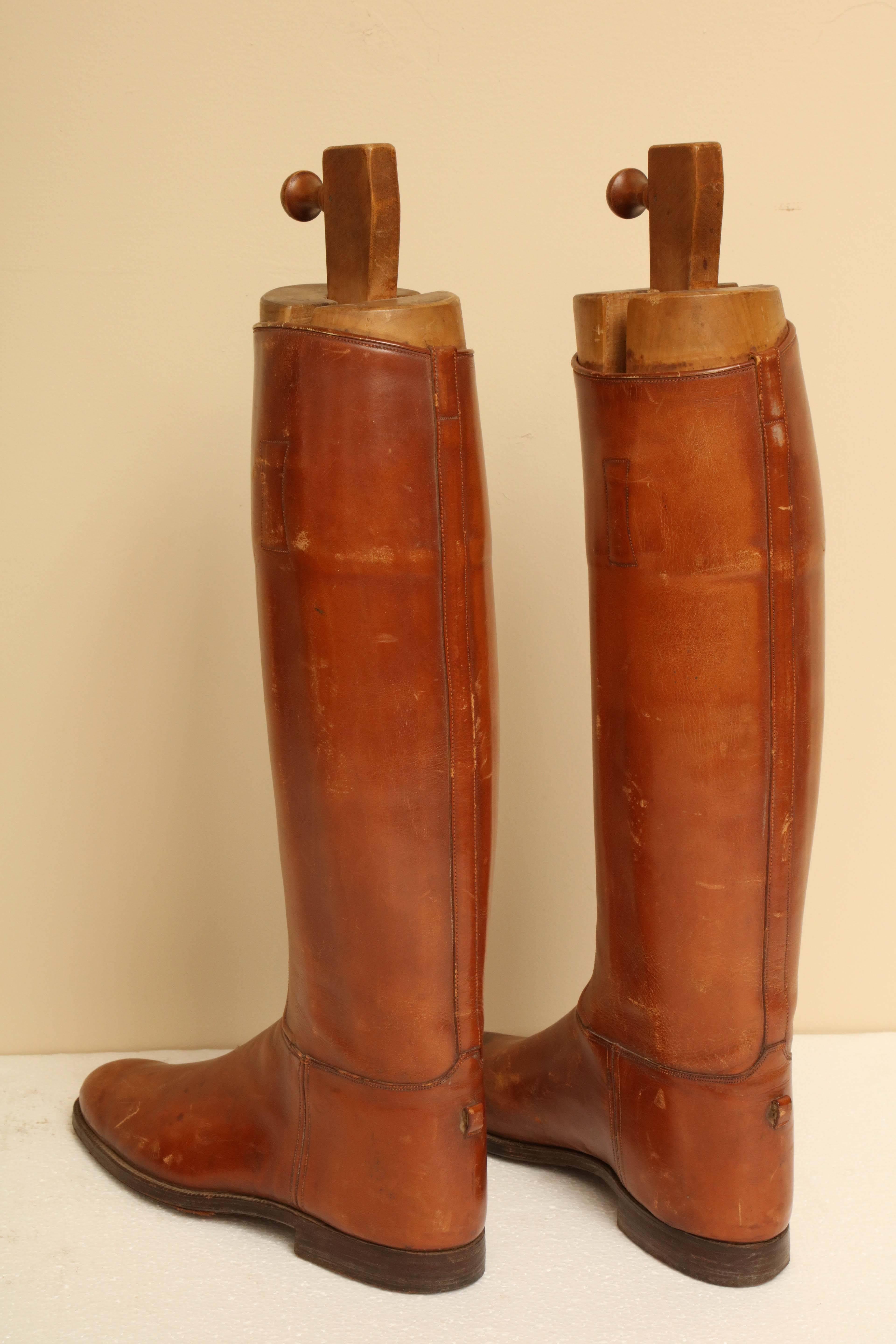 20th Century Pair of English Riding Boots with Custom Boot Trees