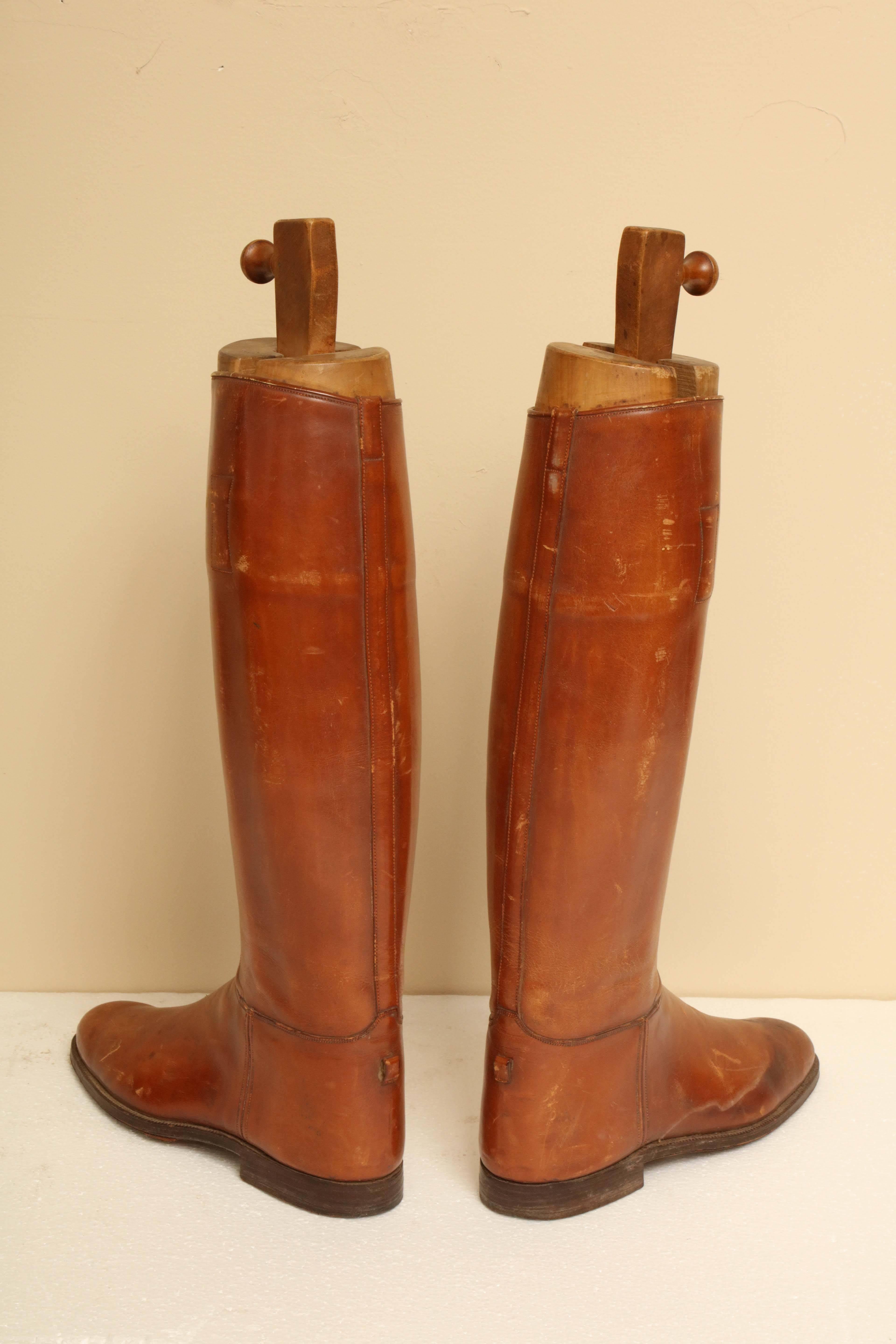 Leather Pair of English Riding Boots with Custom Boot Trees