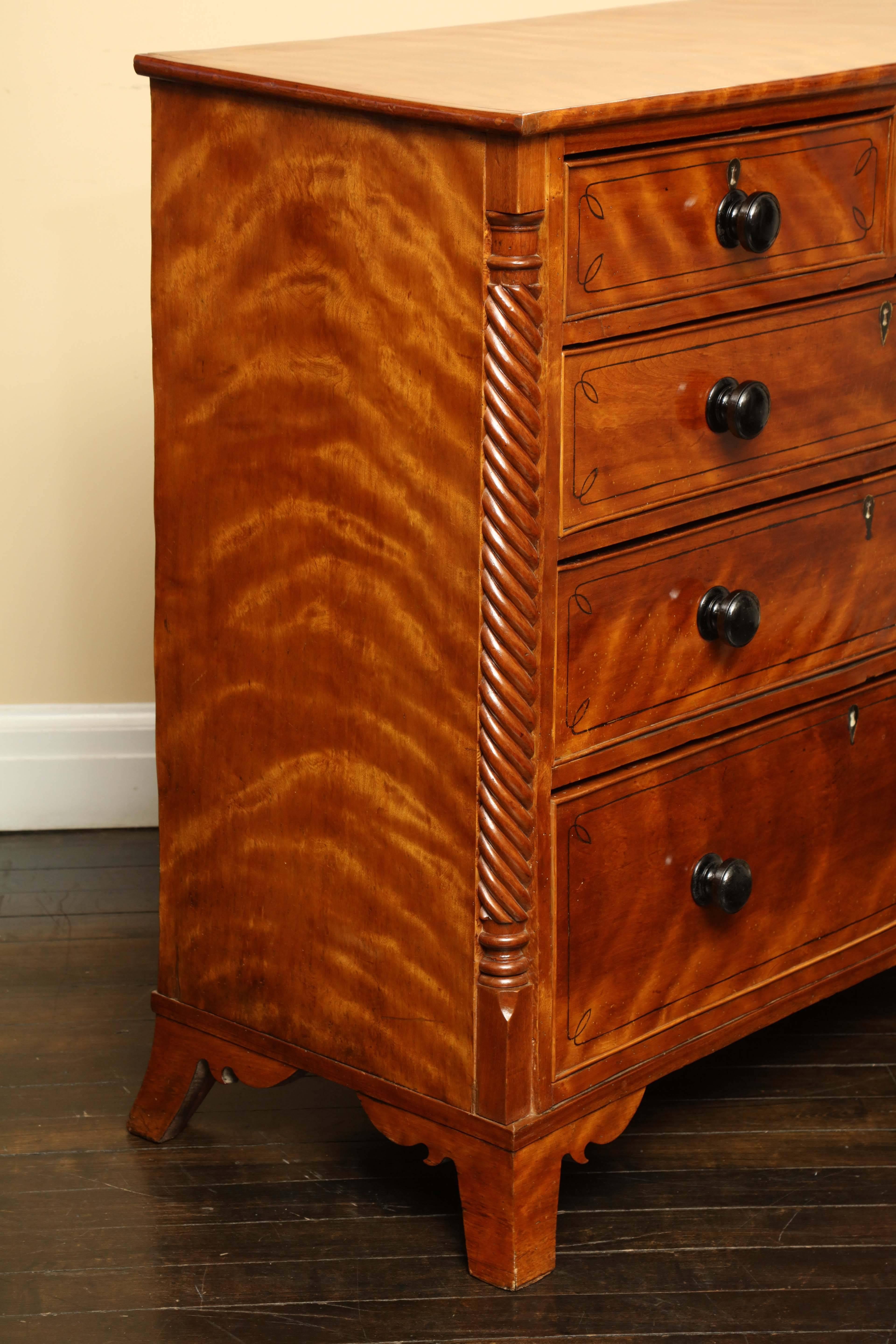 Pair of English Regency Satin Birch Chests 3