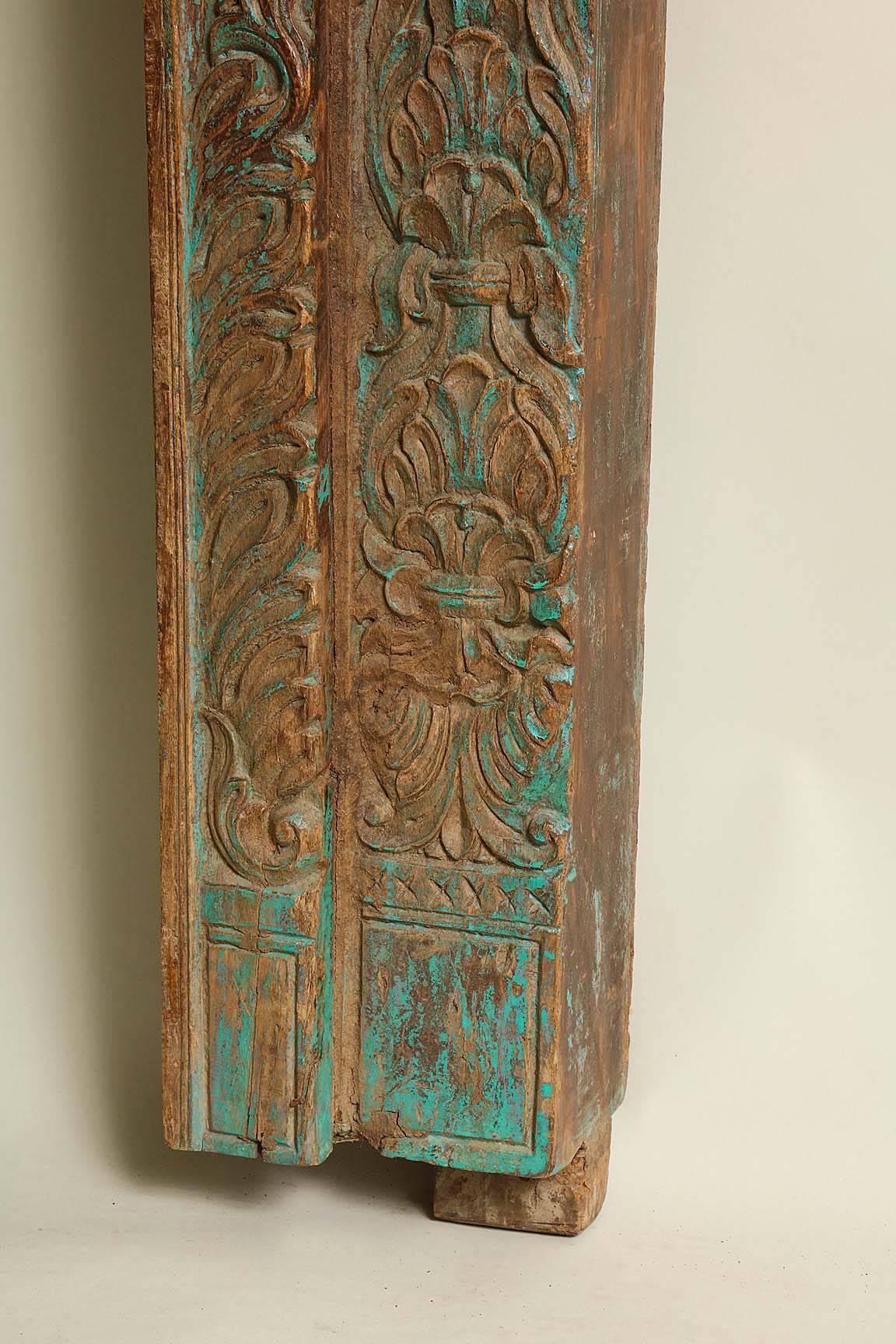 Carved and Painted Indian Doorway For Sale 3
