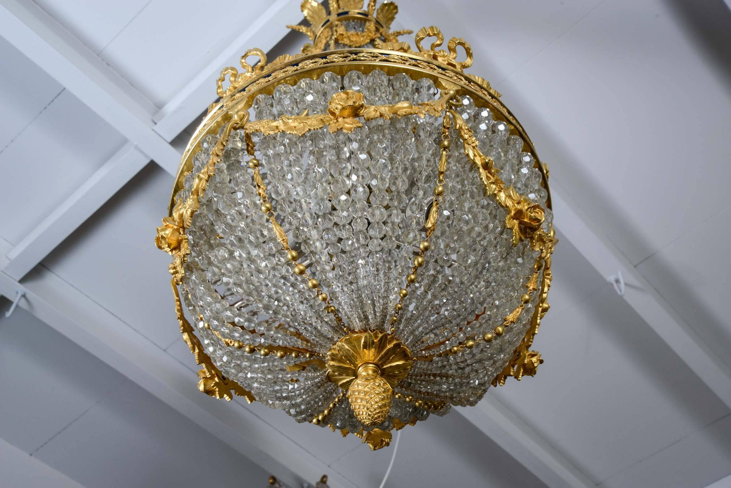 19th Century Louis XVI Style Crystal and Bronze Chandelier For Sale