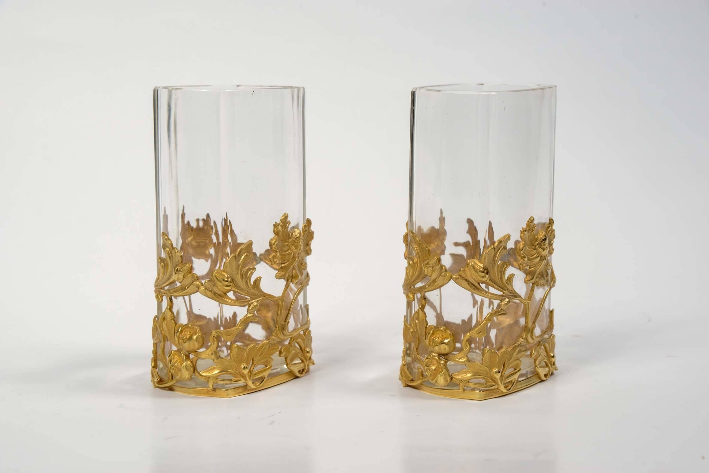 French Pair of Crystal Vases 