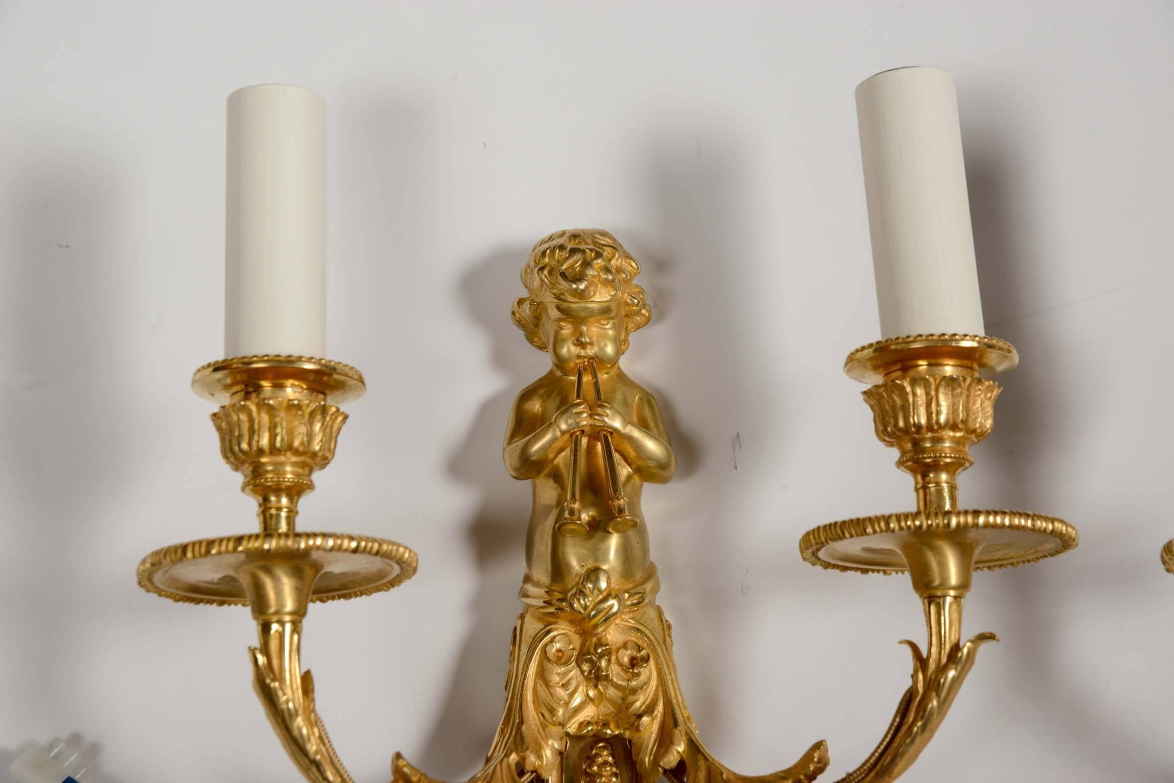 French Pair of Wall Sconces in the Louis XVI Style For Sale