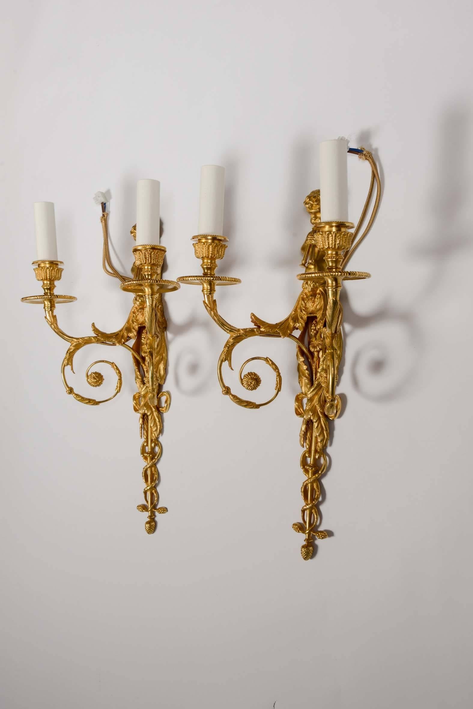French Pair of Wall Sconces For Sale