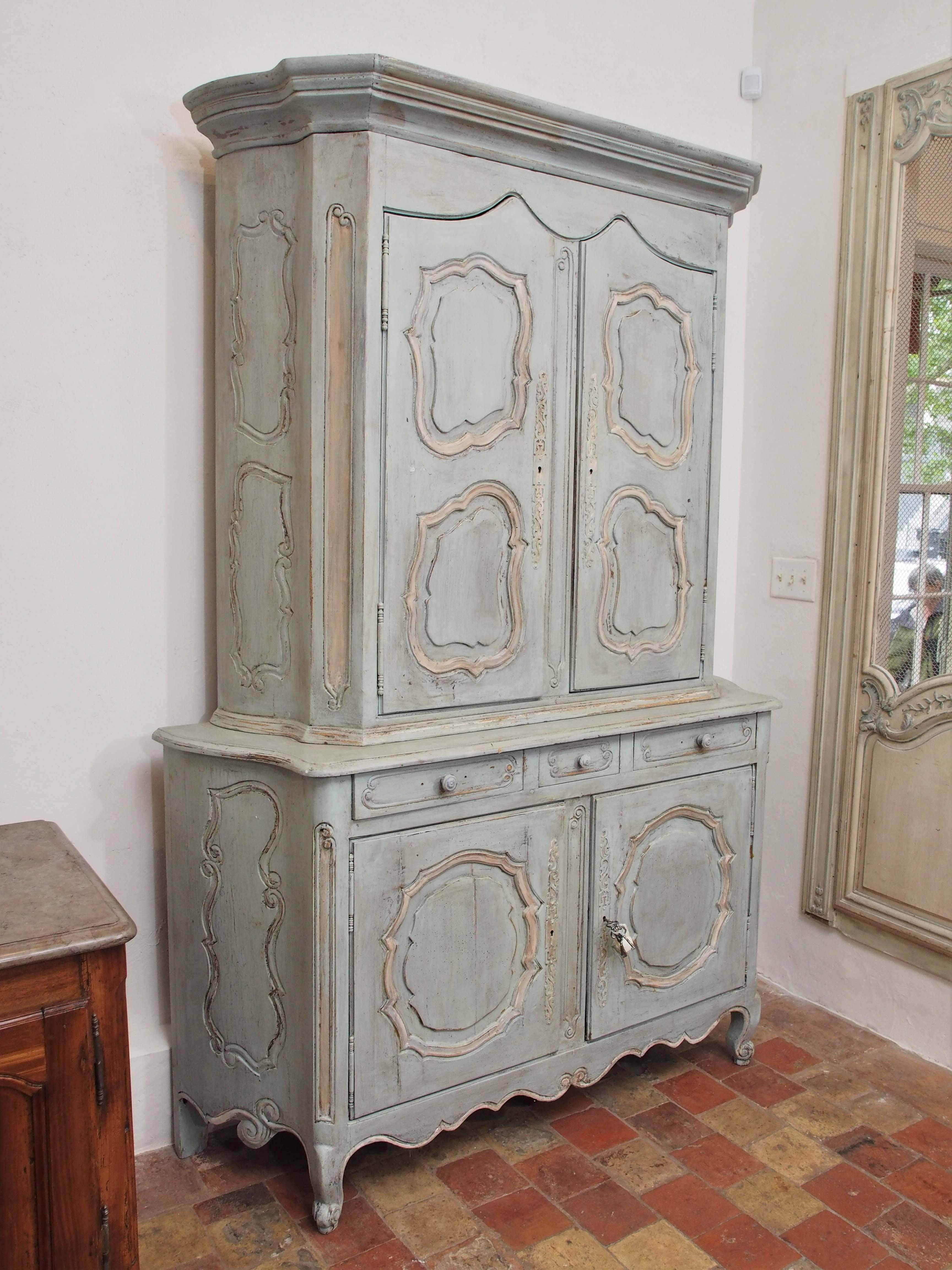 19th Century French Painted Buffet a Deux Corps For Sale 2