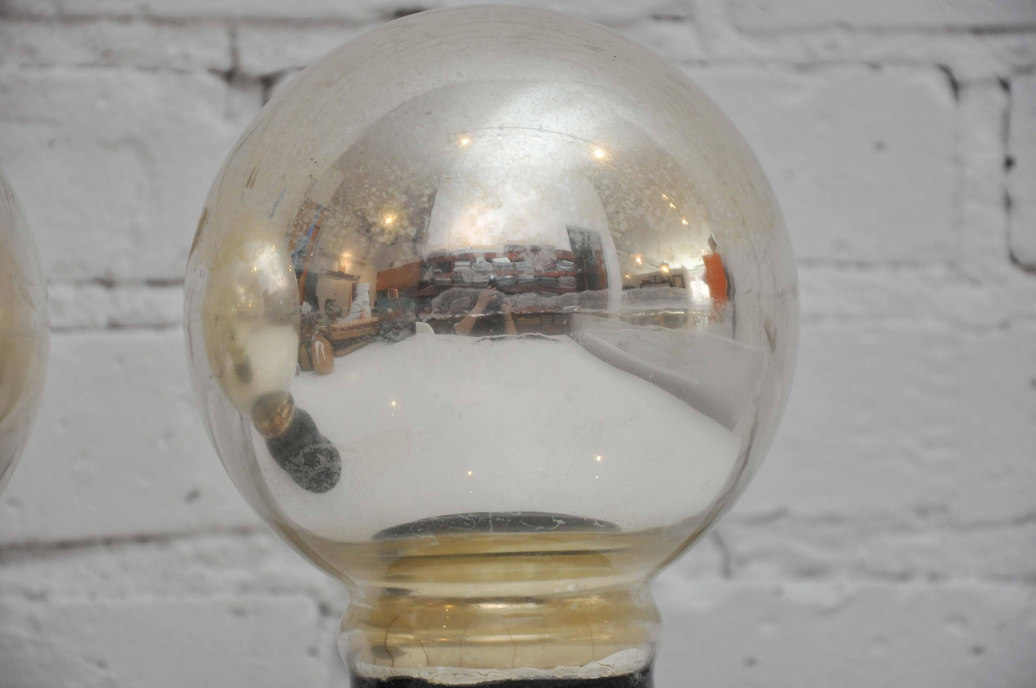 English Antique Mercury Glass Butler's Balls