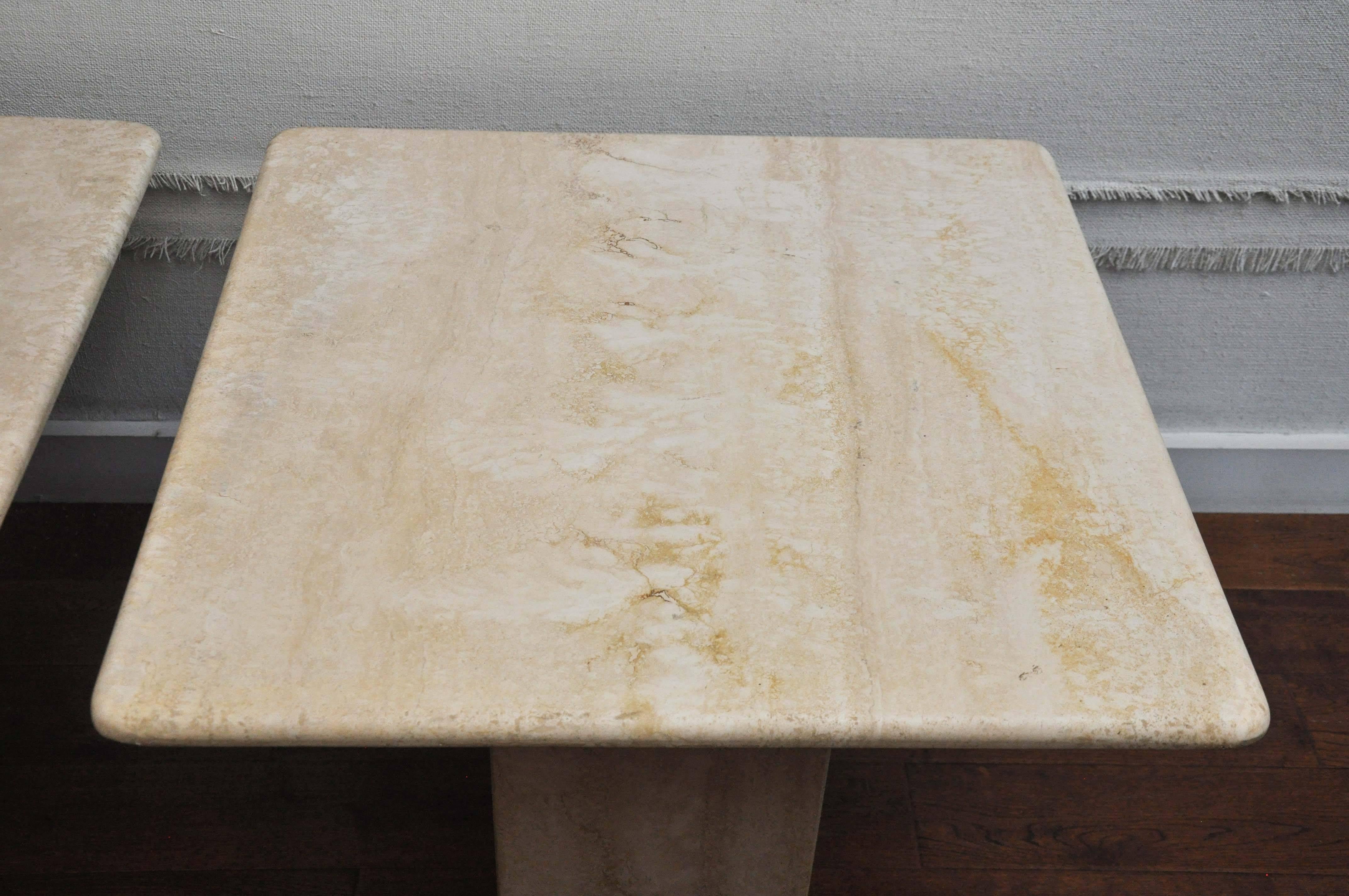 Mid-20th Century Pair of Mid-Century Travertine Tables In Excellent Condition In Chicago, IL