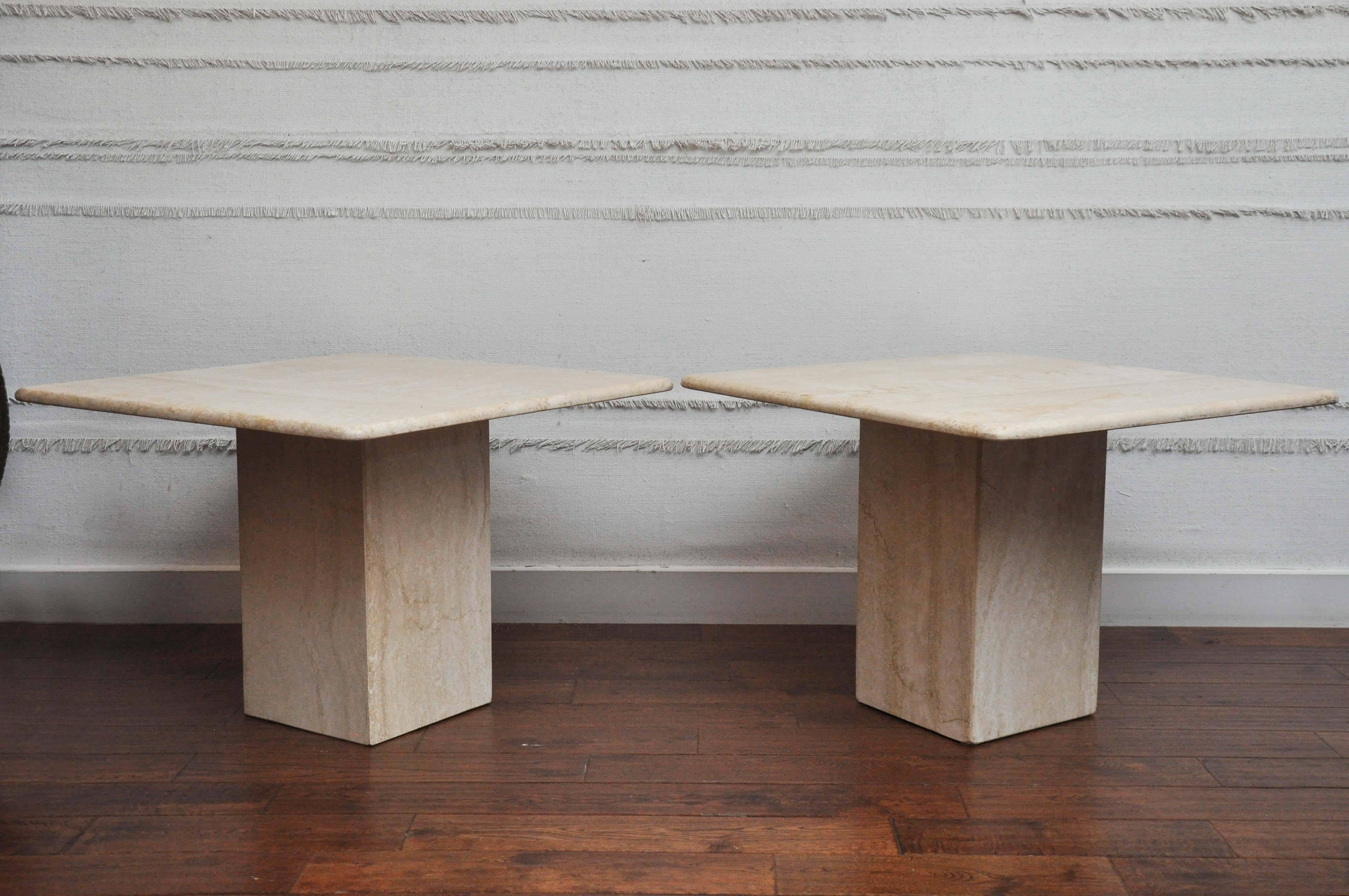 Mid-20th Century Pair of Mid-Century Travertine Tables 3