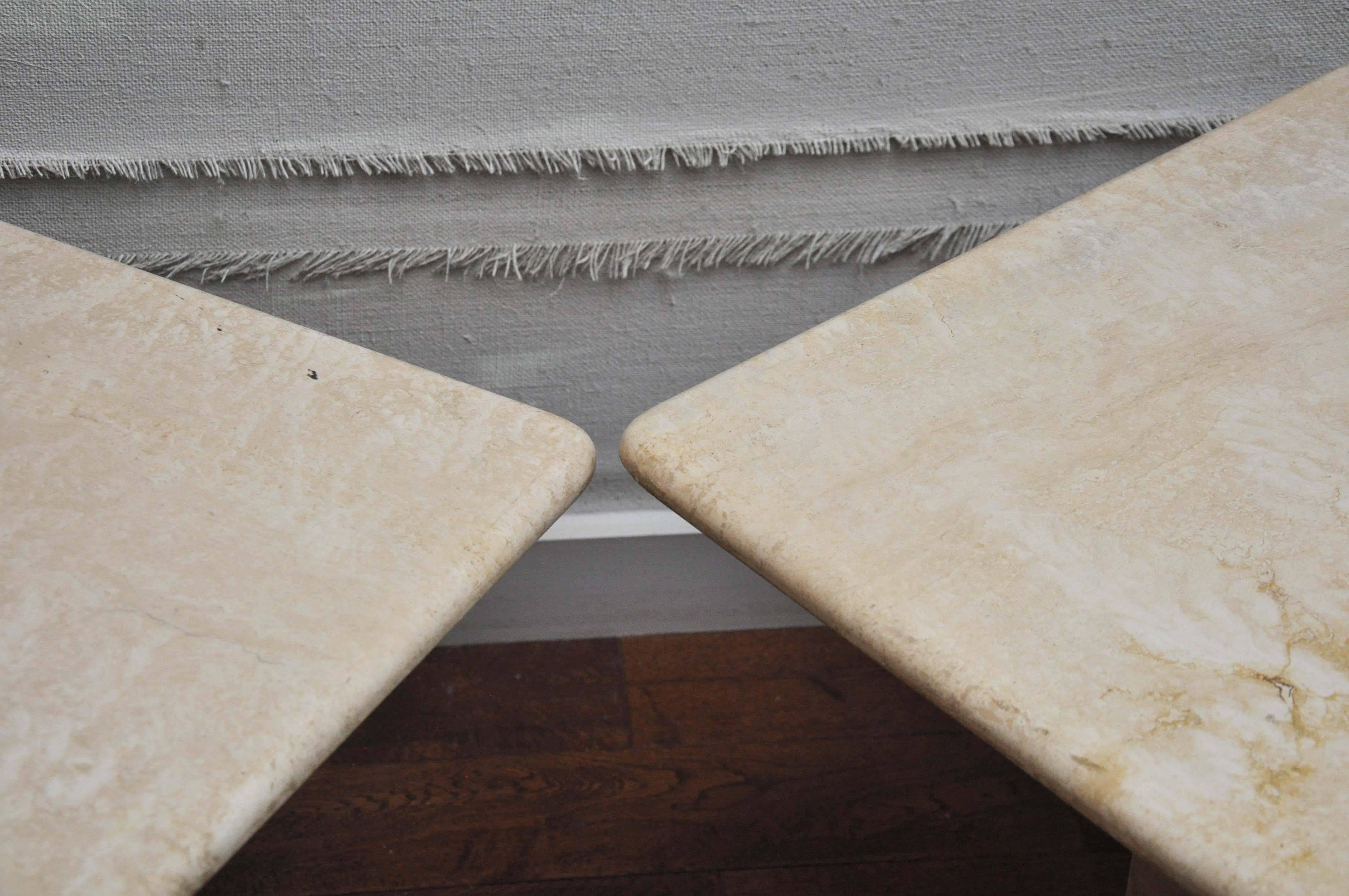 Mid-20th Century Pair of Mid-Century Travertine Tables 4