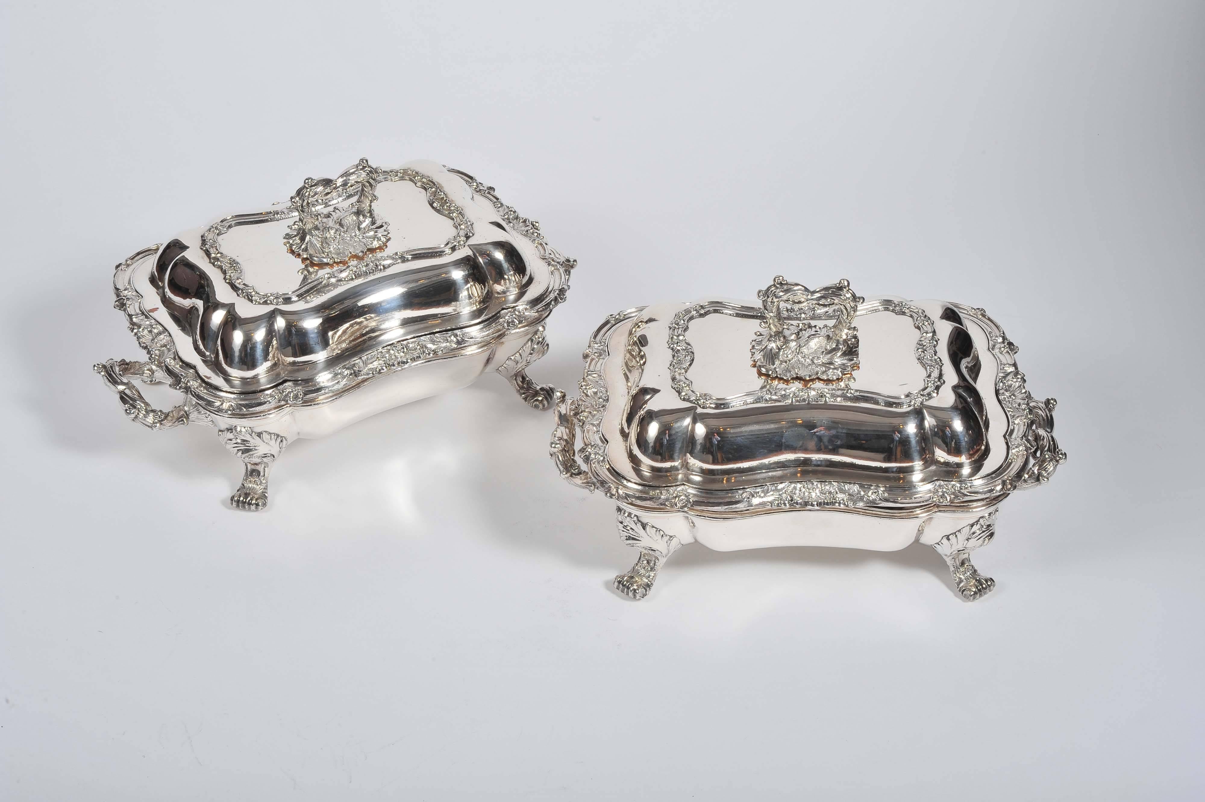 English Old Sheffield Silver Plate Entree Dishes, 19th Century, Regency Period 