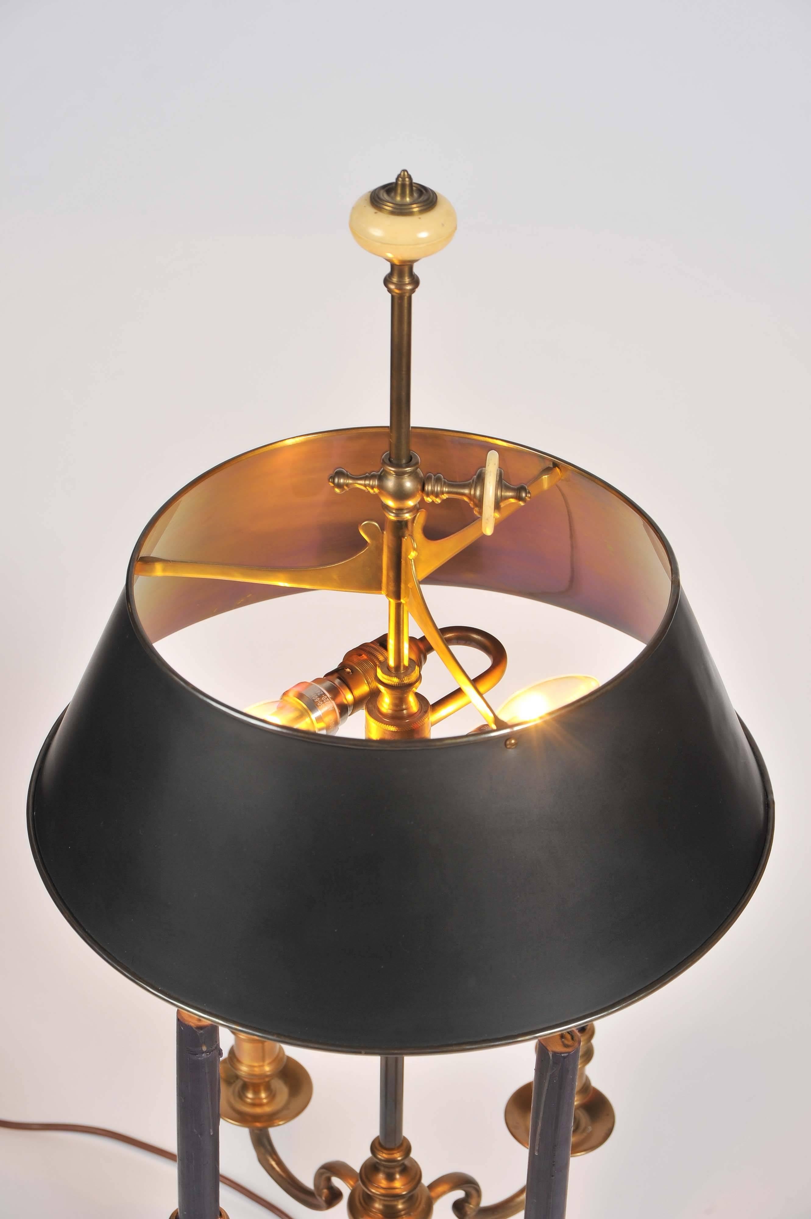 French Provincial Brass Bouillotte Table Lamp by Chapman