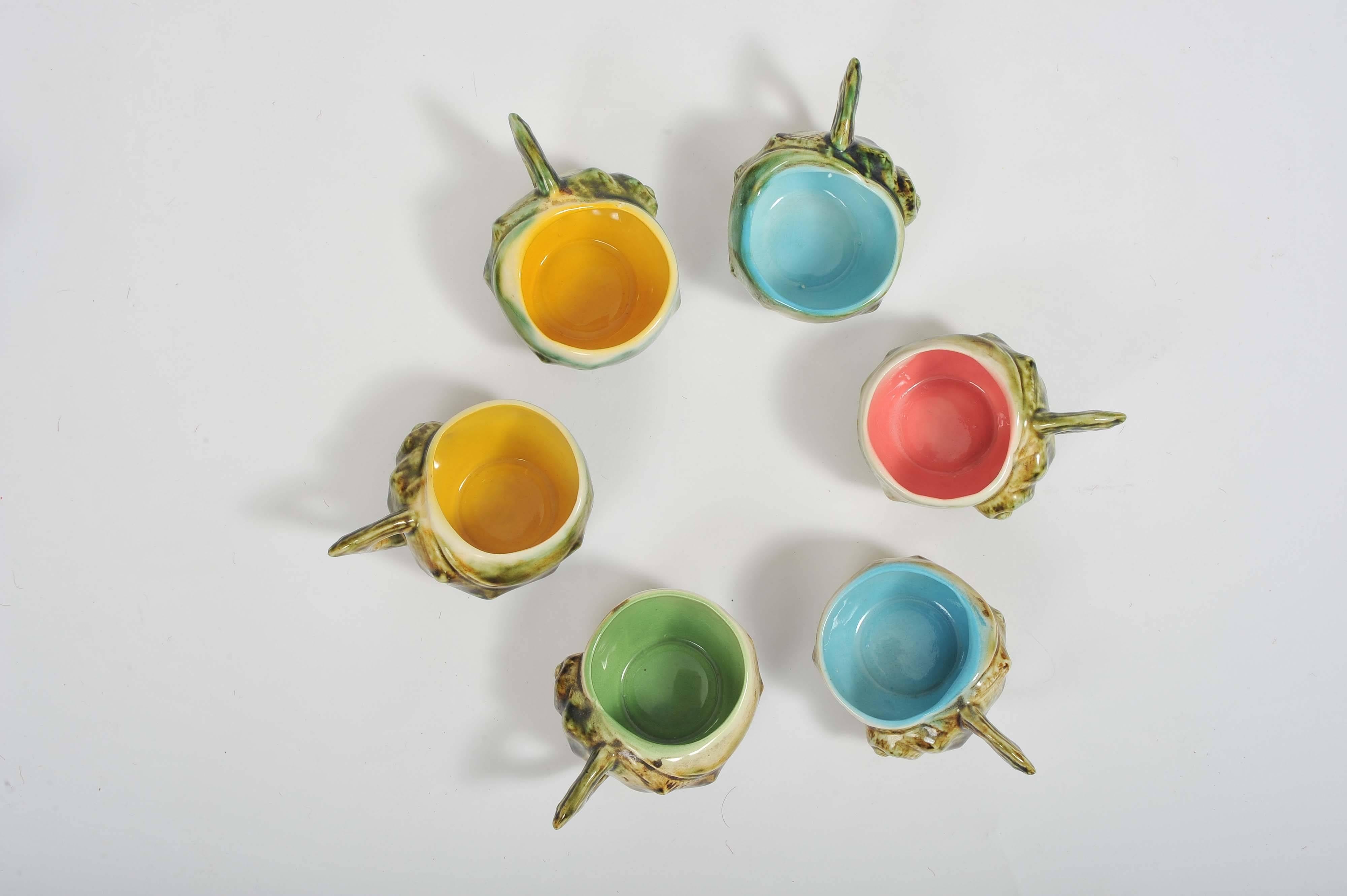 1950s Vintage Klemsker/La Panne Ceramic Green/Coloured 15 Pieces Tea Set  For Sale 3