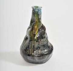 1970s Vintage Colorful Ceramic Pottery Lamp Base