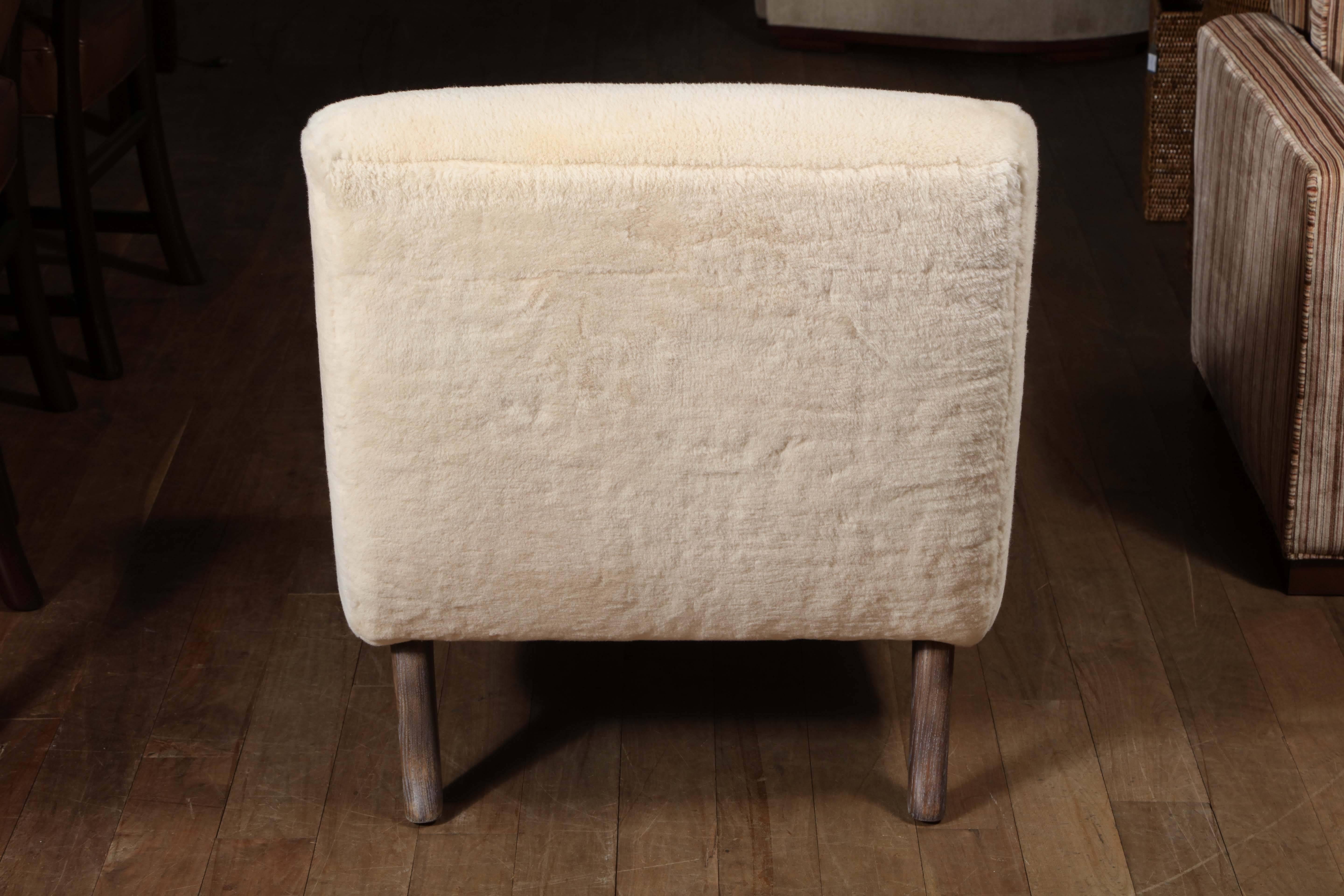 Pair of Shearling Slipper Chairs 1