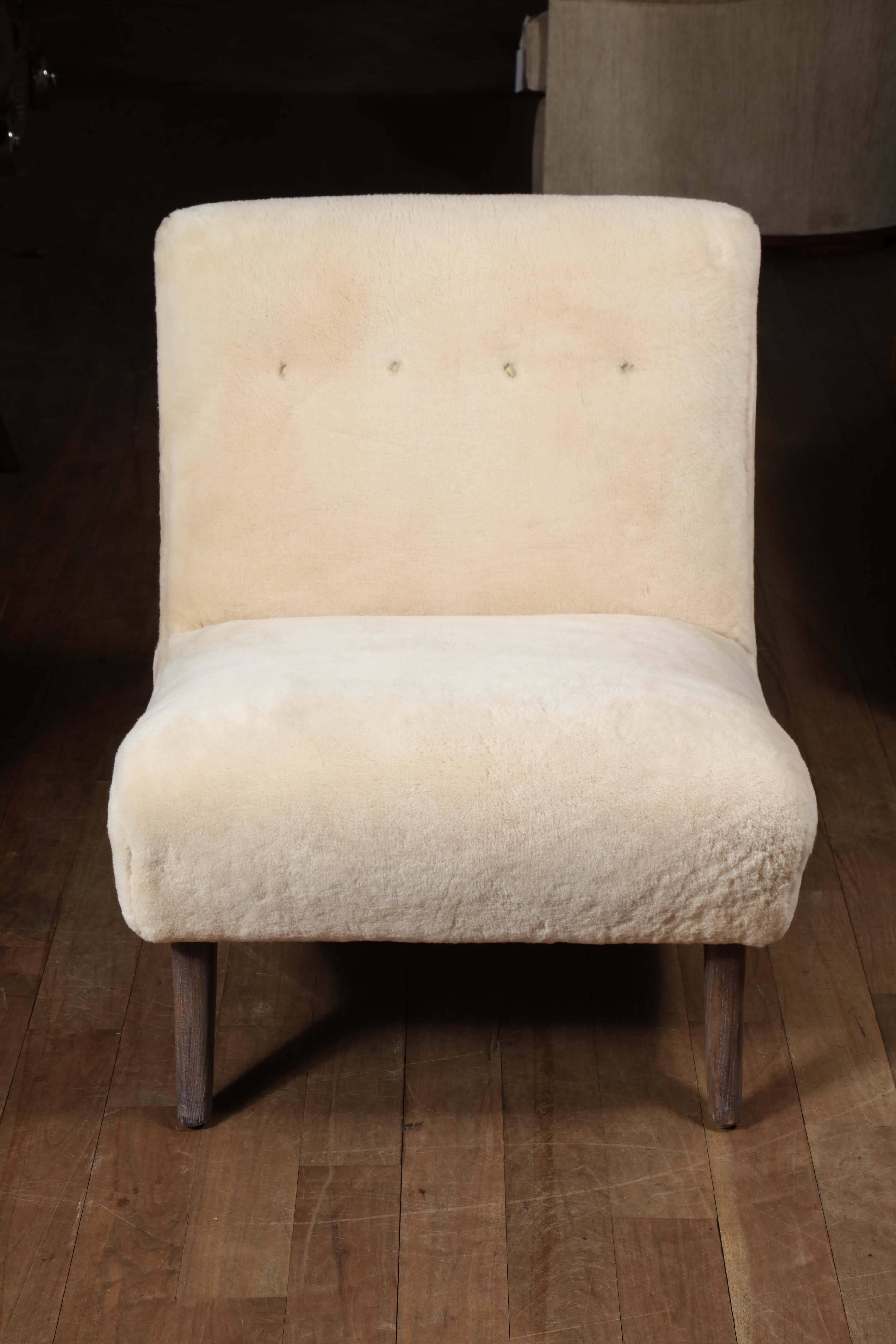 Pair of Shearling Slipper Chairs 2