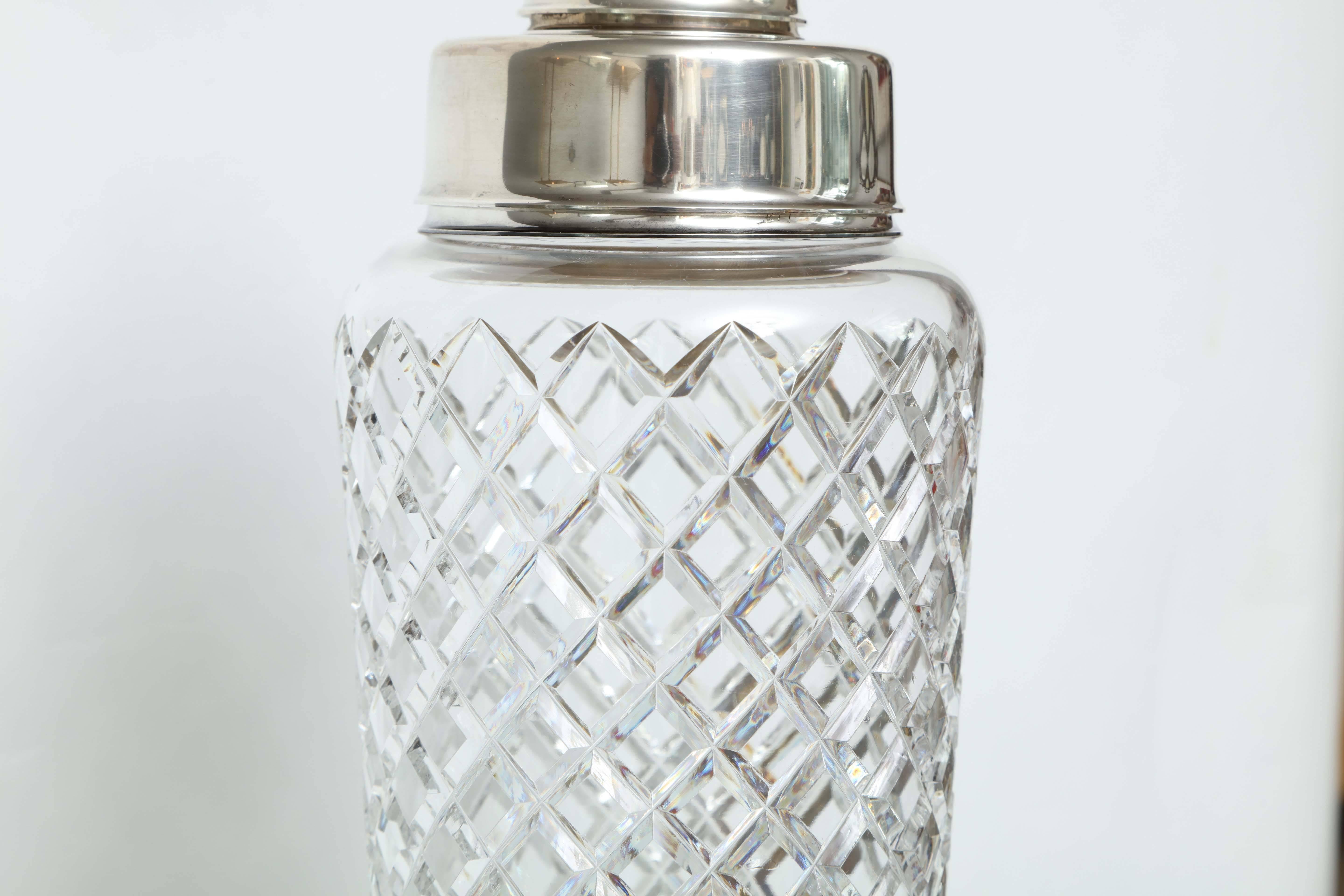 Tiffany und Co Sterling Silber und Kristall Cocktail Shaker (Frühes 20. Jahrhundert)